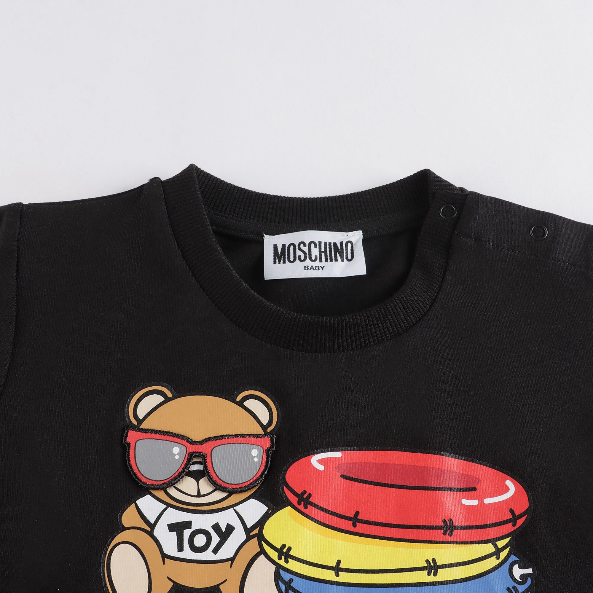 Baby Boys & Girls Black Cotton T-Shirt