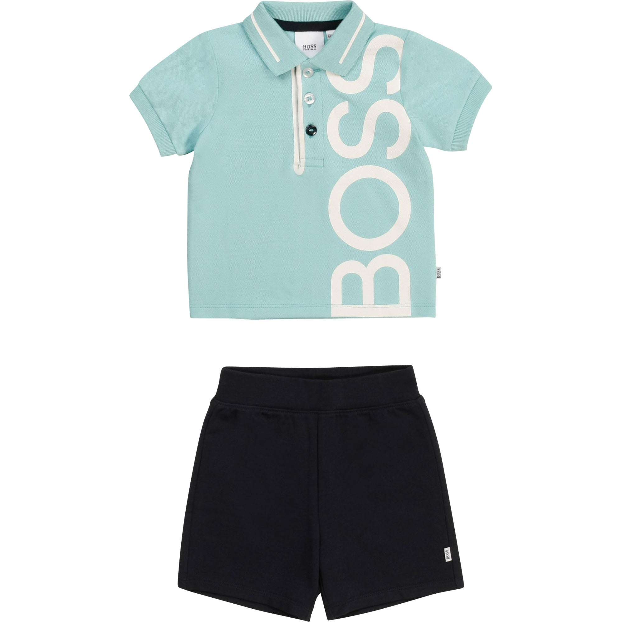 Baby Boys Cyan Logo Cotton Set