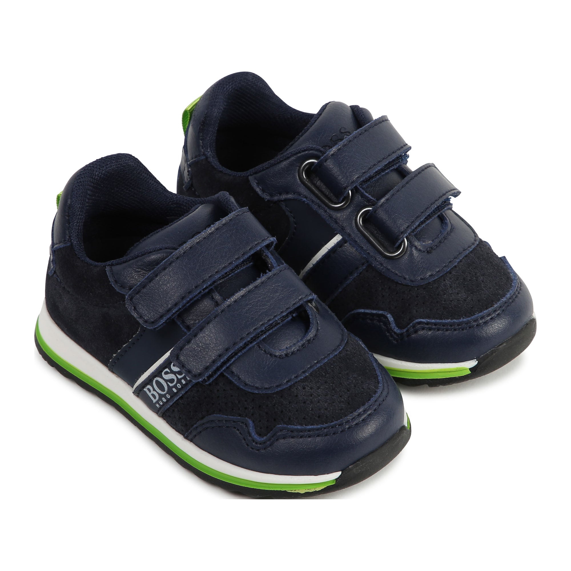 Boys Black & Green Logo Sneakers