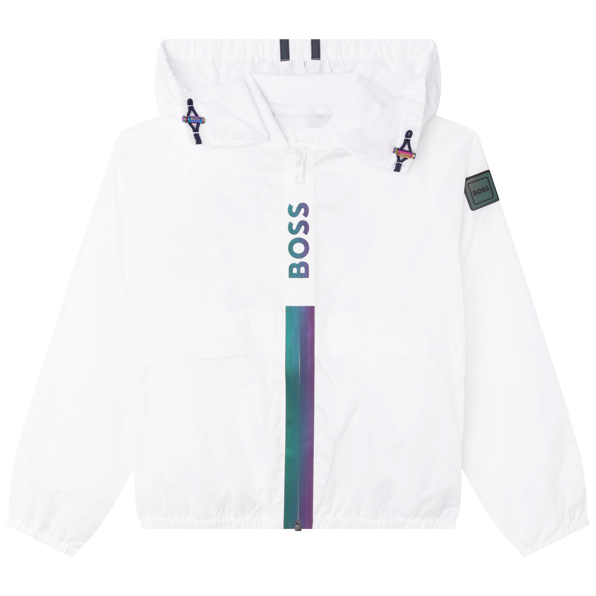 Boys & Girls White Logo Zip-Up Top