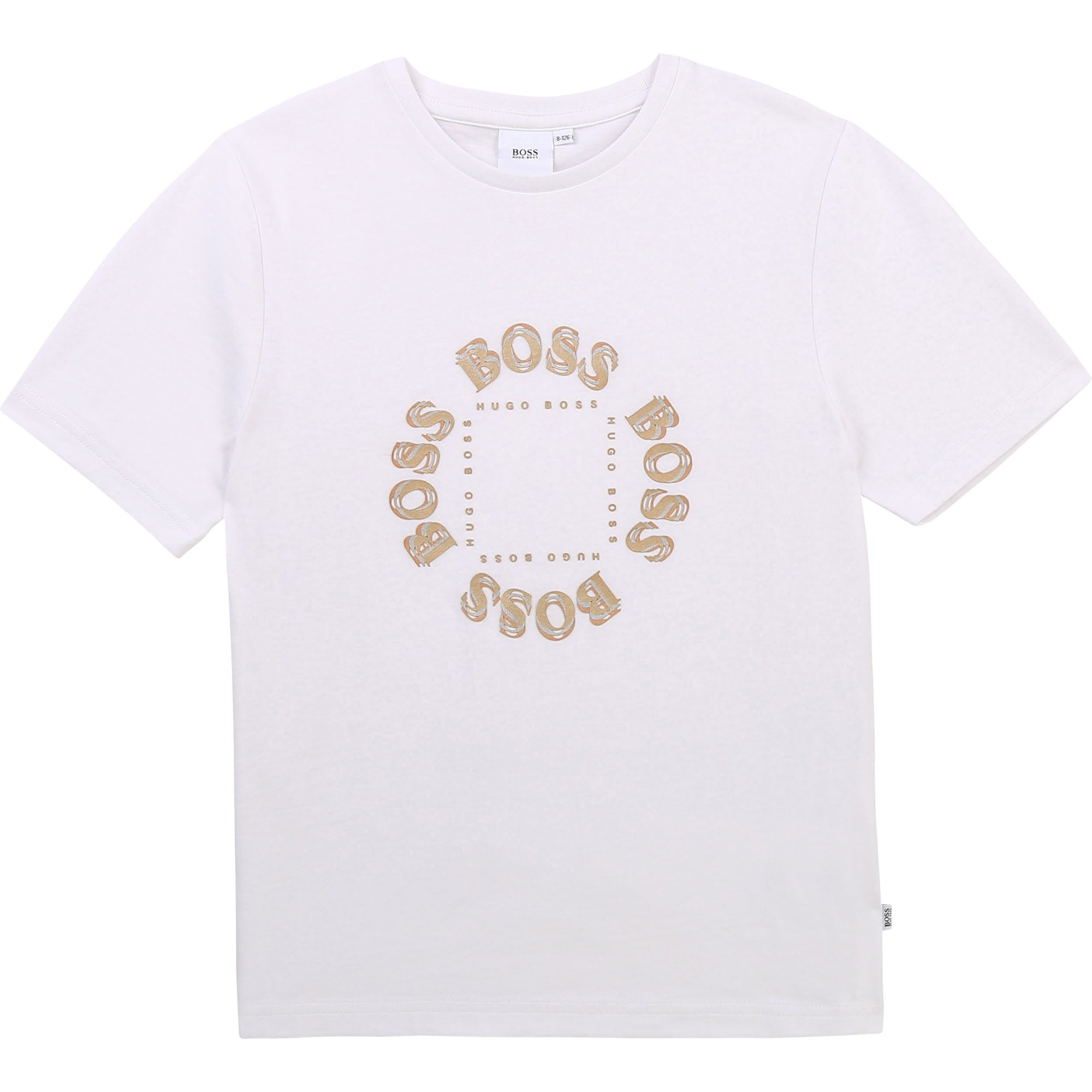 Boys White Logo Cotton T-Shirt