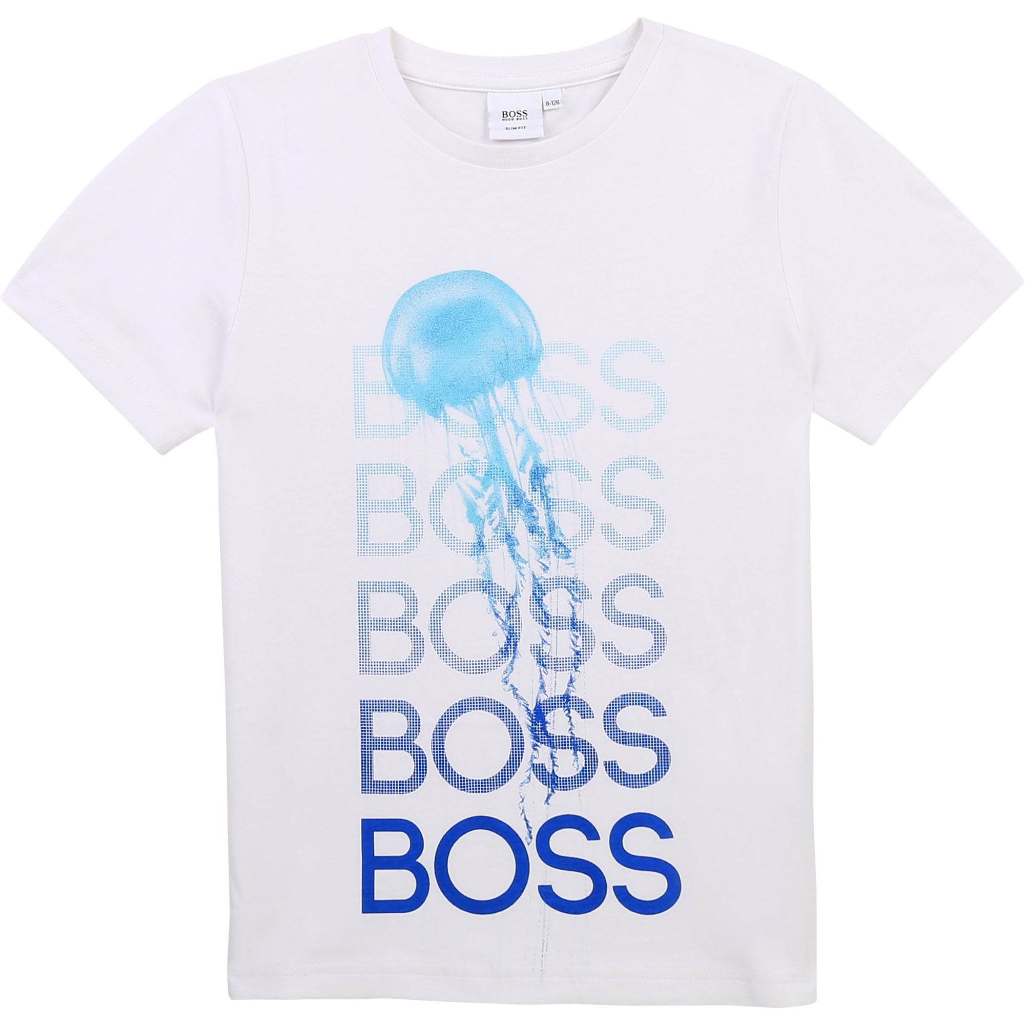 Boys White Logo Cotton T-Shirt