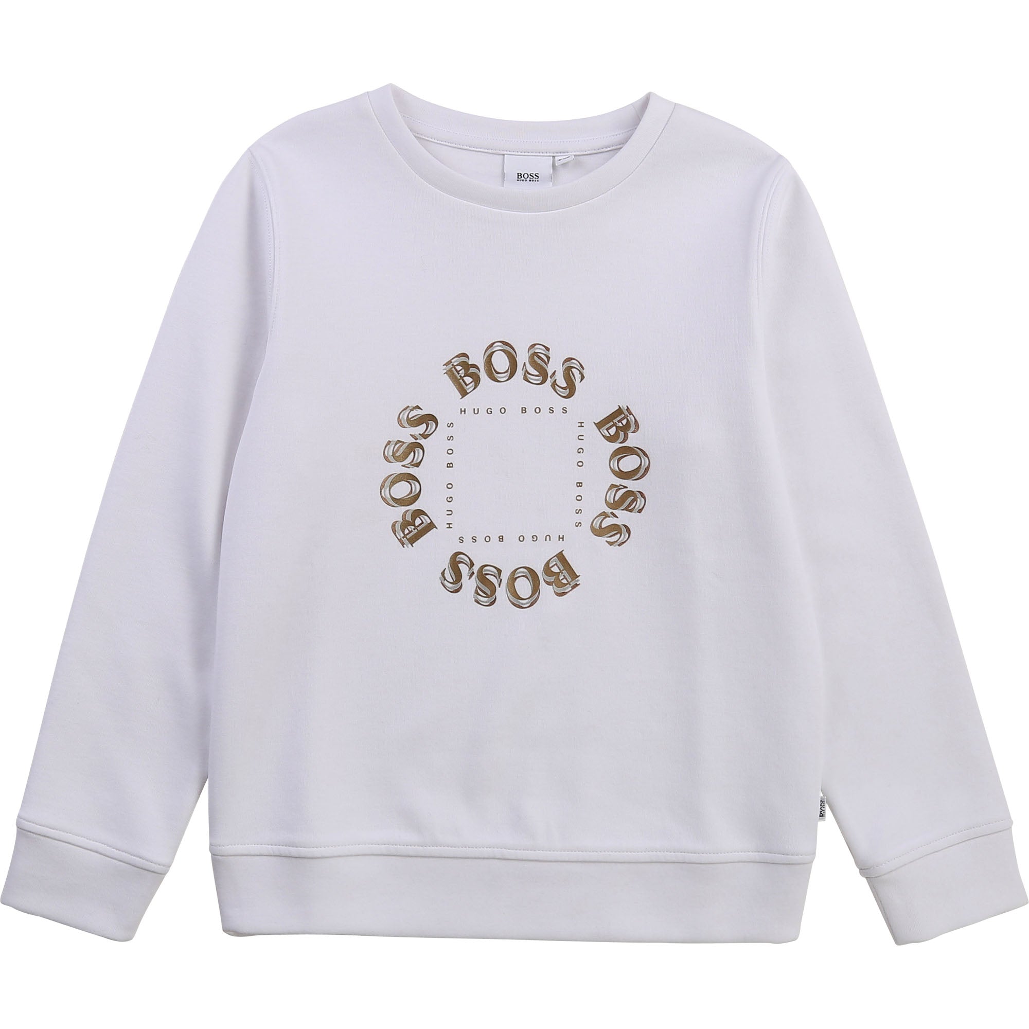 Boys White Logo Cotton Sweatshirt