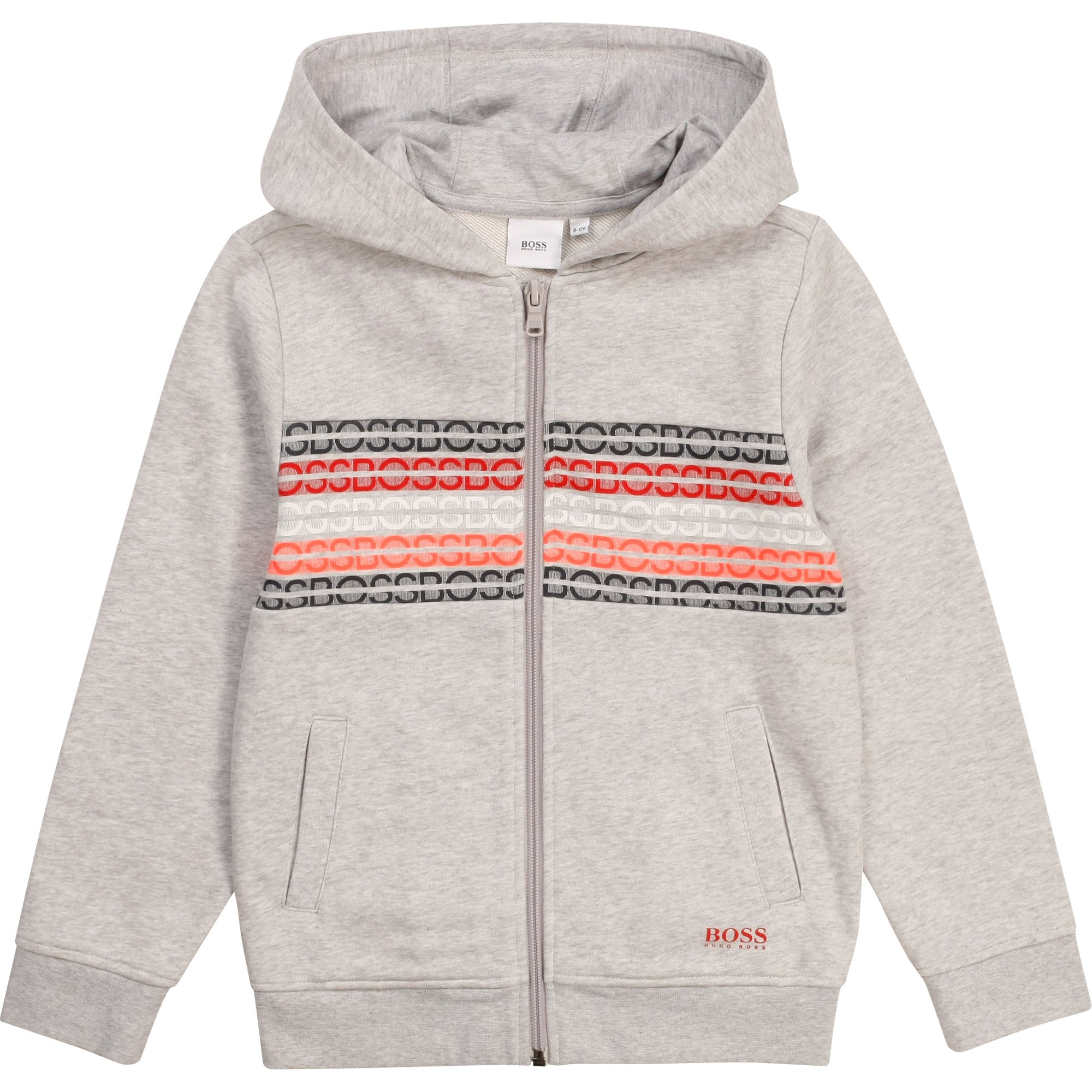 Boys Grey Hooded Zip-Up Top