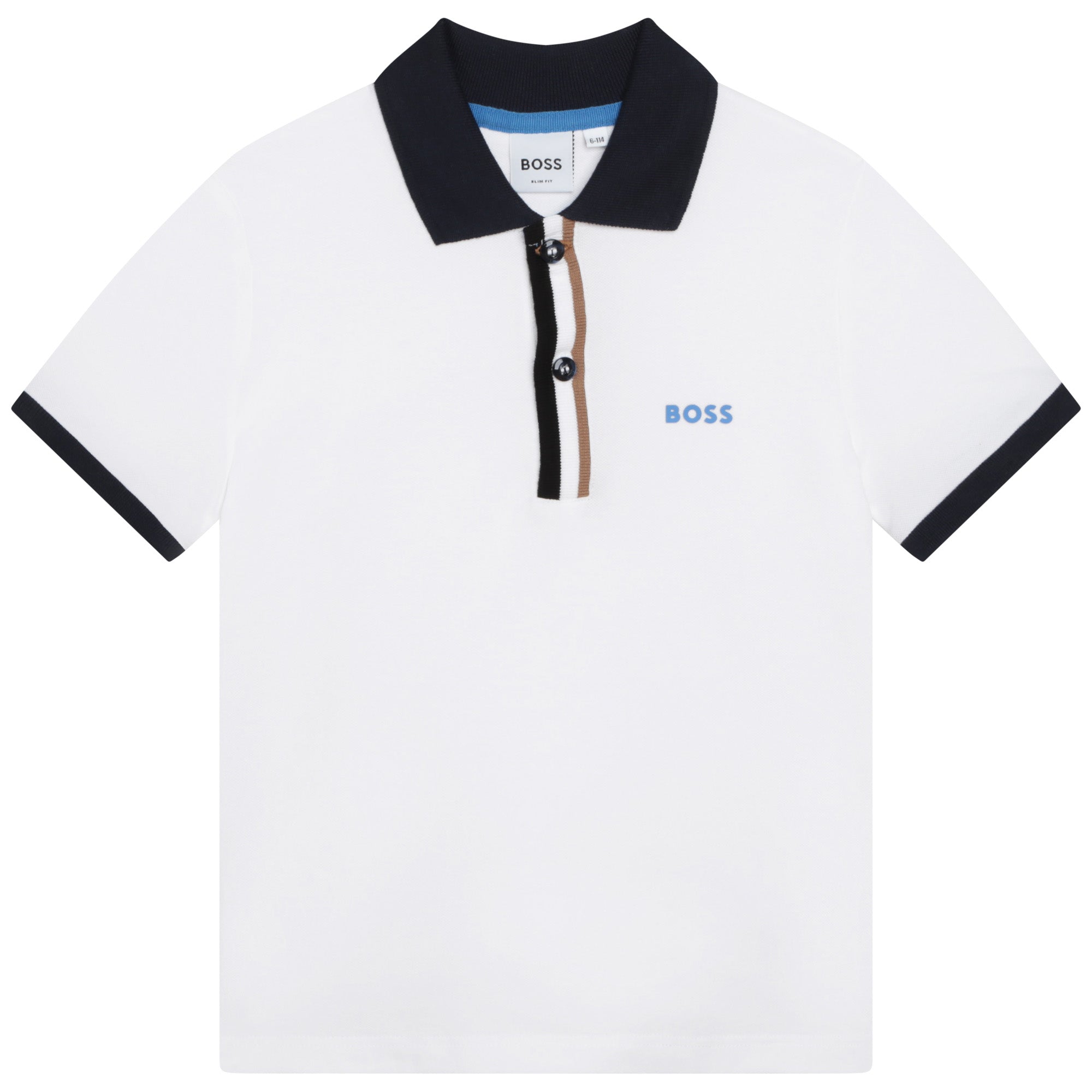 Boys White Logo Cotton Polo Shirt