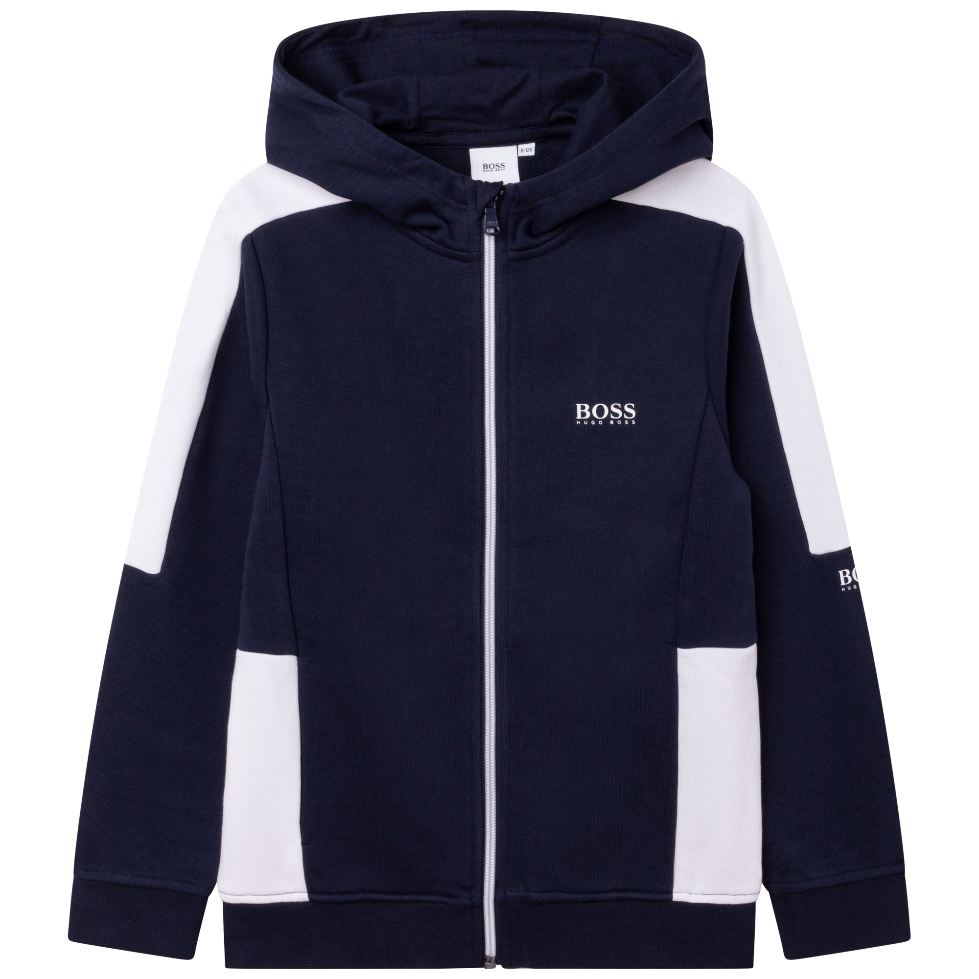 Boys Navy Blue Zip-up Tops