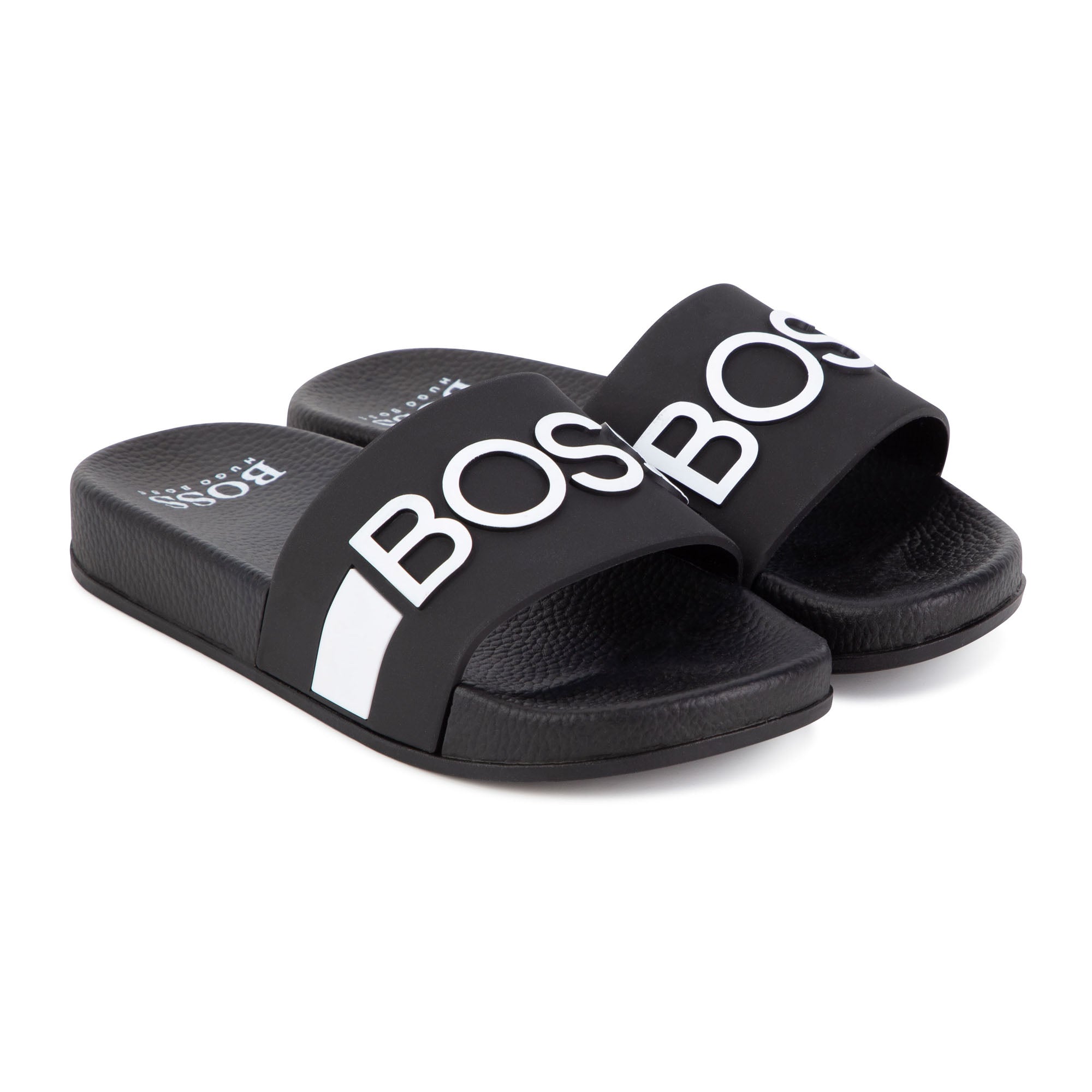 Boys & Girls Black Logo Slippers