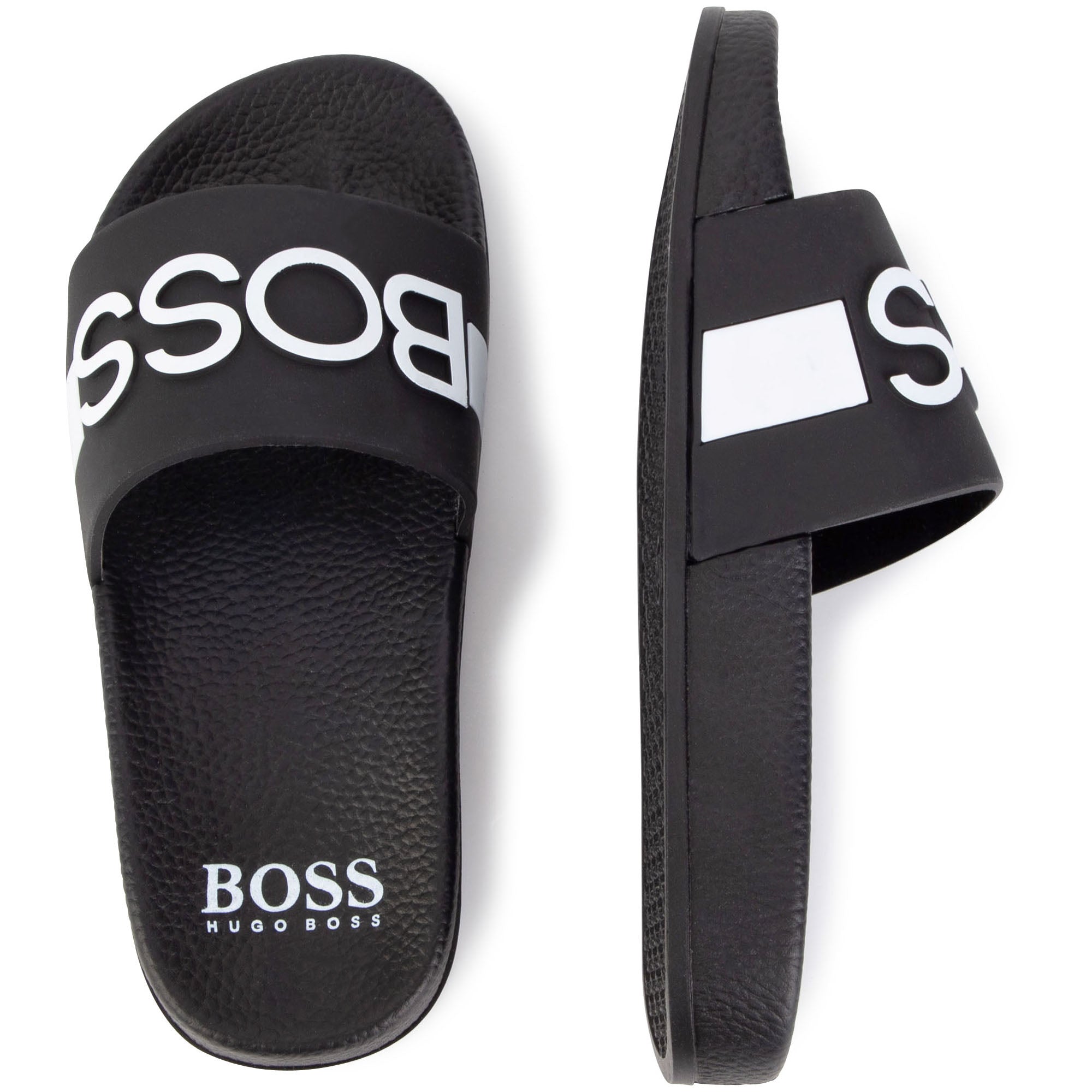 Boys & Girls Black Logo Slippers