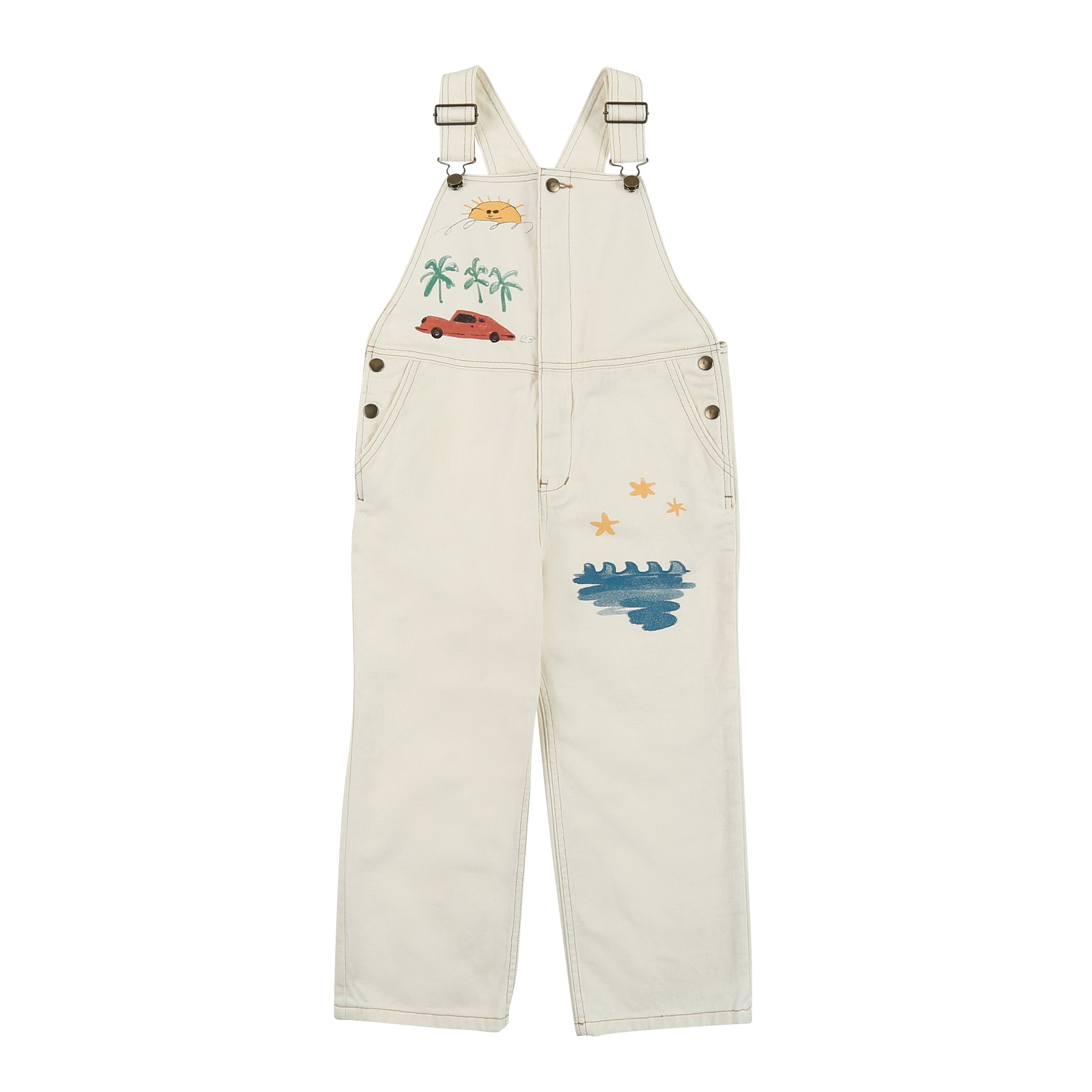 Boys & Girls White Cotton Jumpsuit