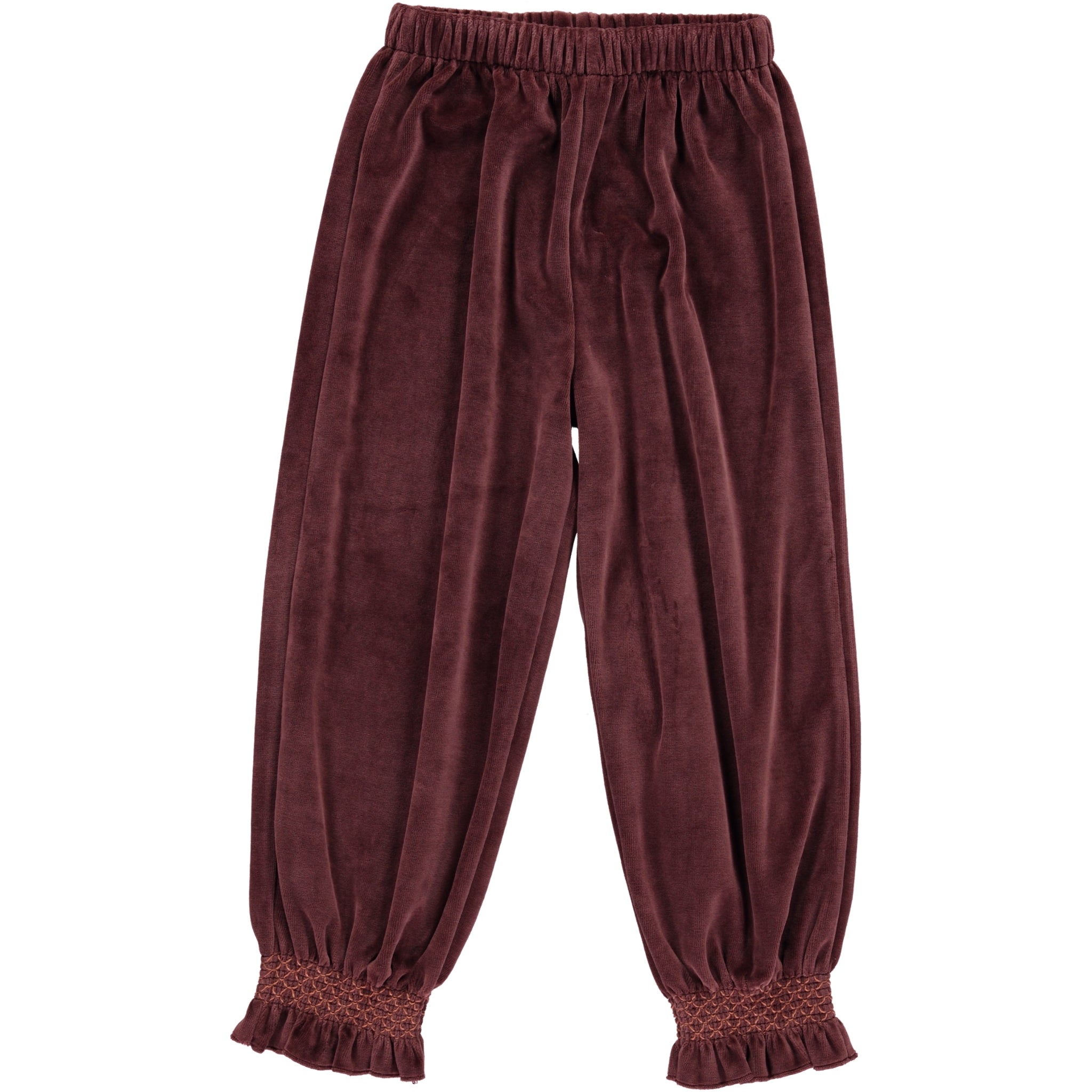 Girls Dark Red Velvet Trousers