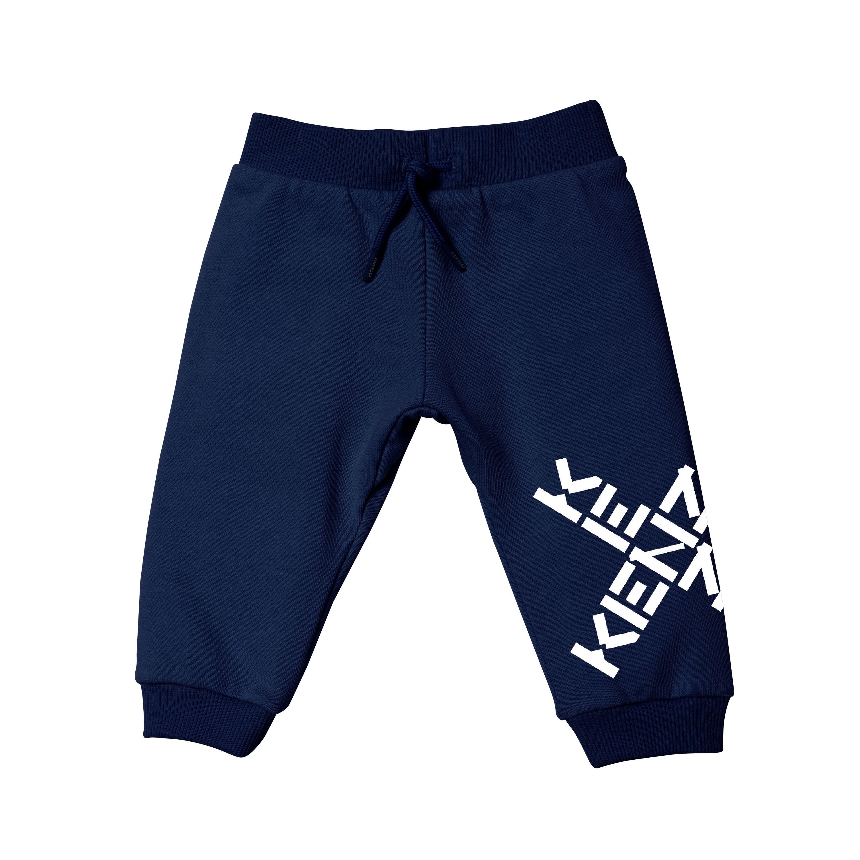 Baby Boys Blue Logo Cotton Trousers