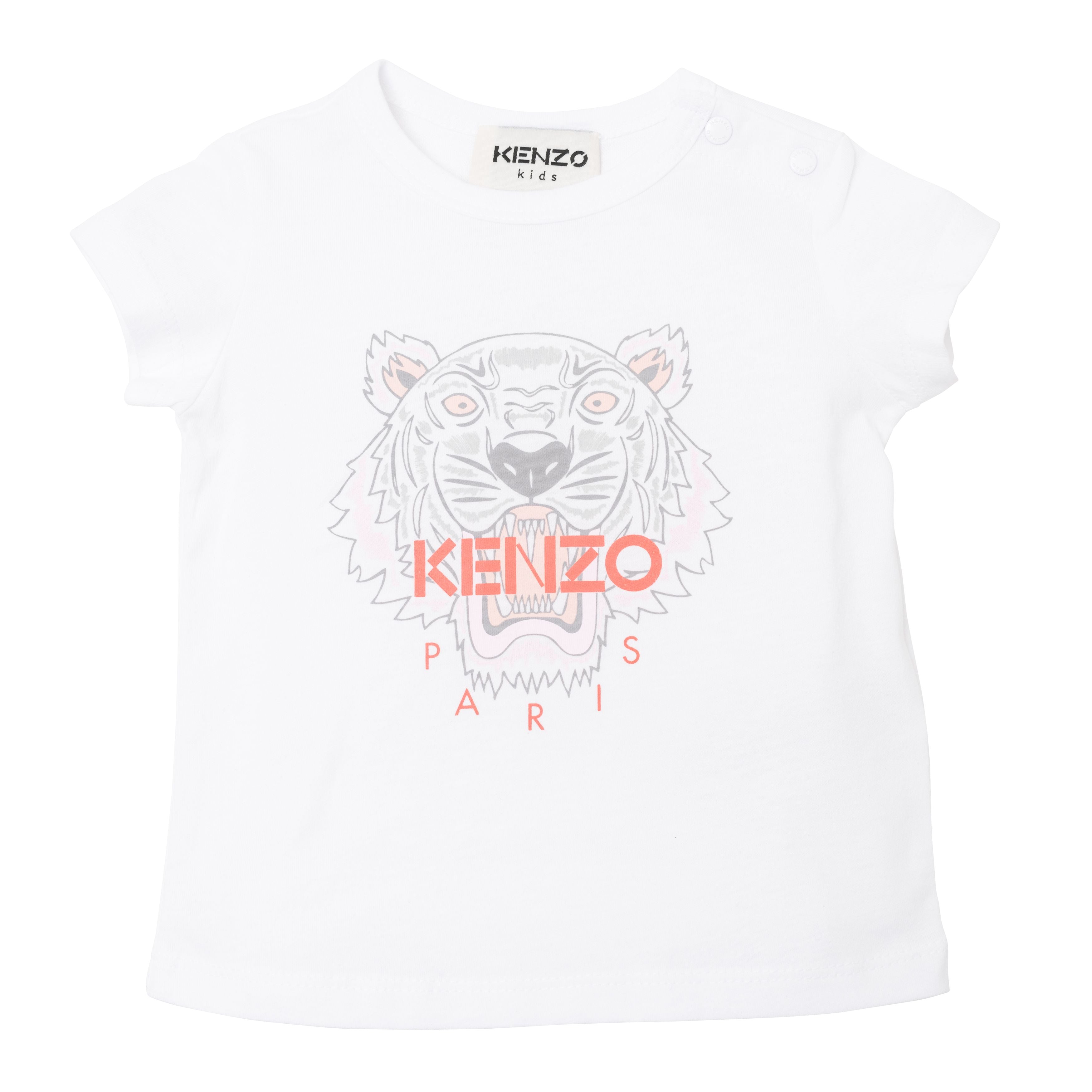 Baby Boys & Girls White Tiger Cotton T-Shirts