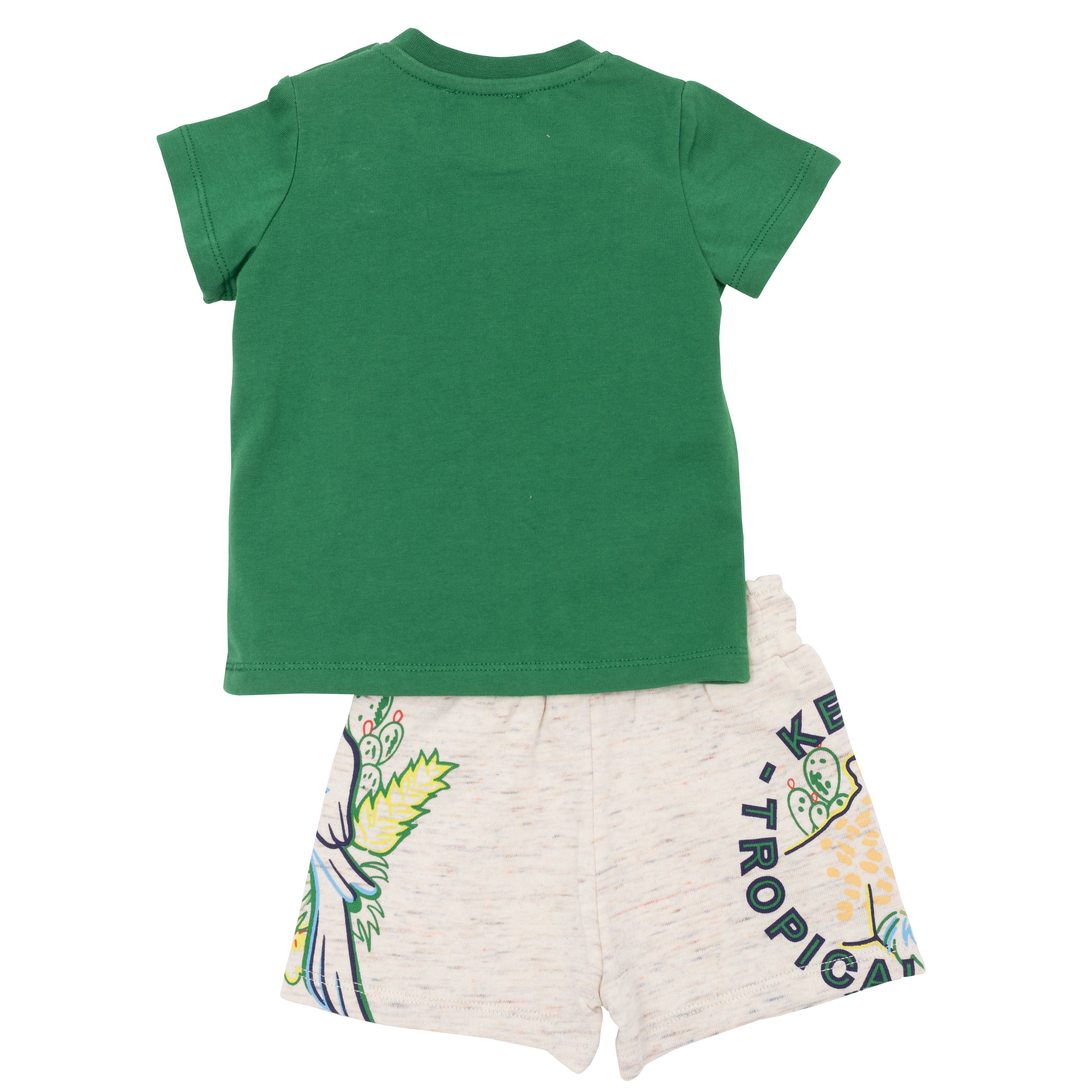 Baby Boys & Girls Green Cotton T-Shirts Set