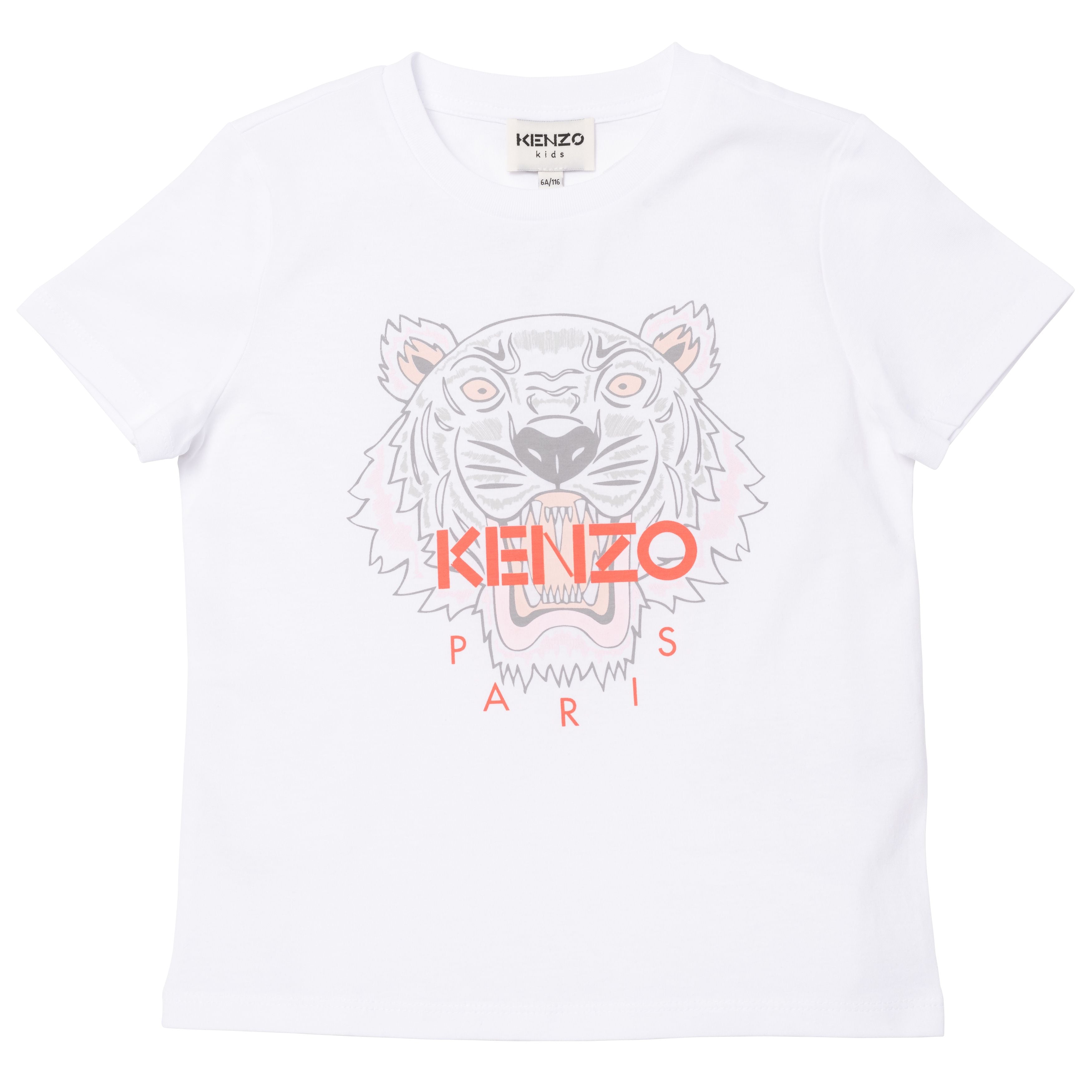 Boys & Girls White Tiger Cotton T-Shirts