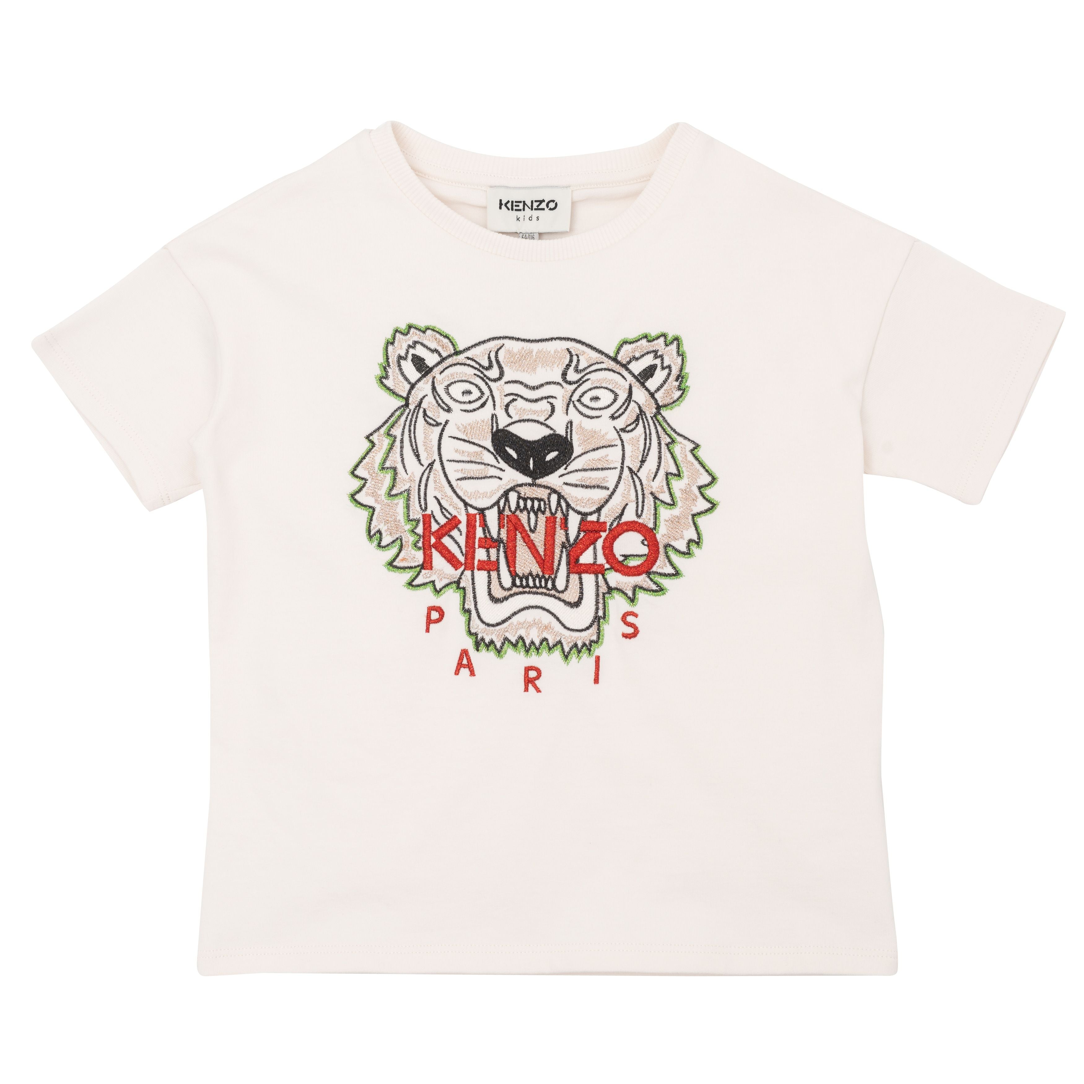 Boys & Girls White Tiger Cotton T-Shirts