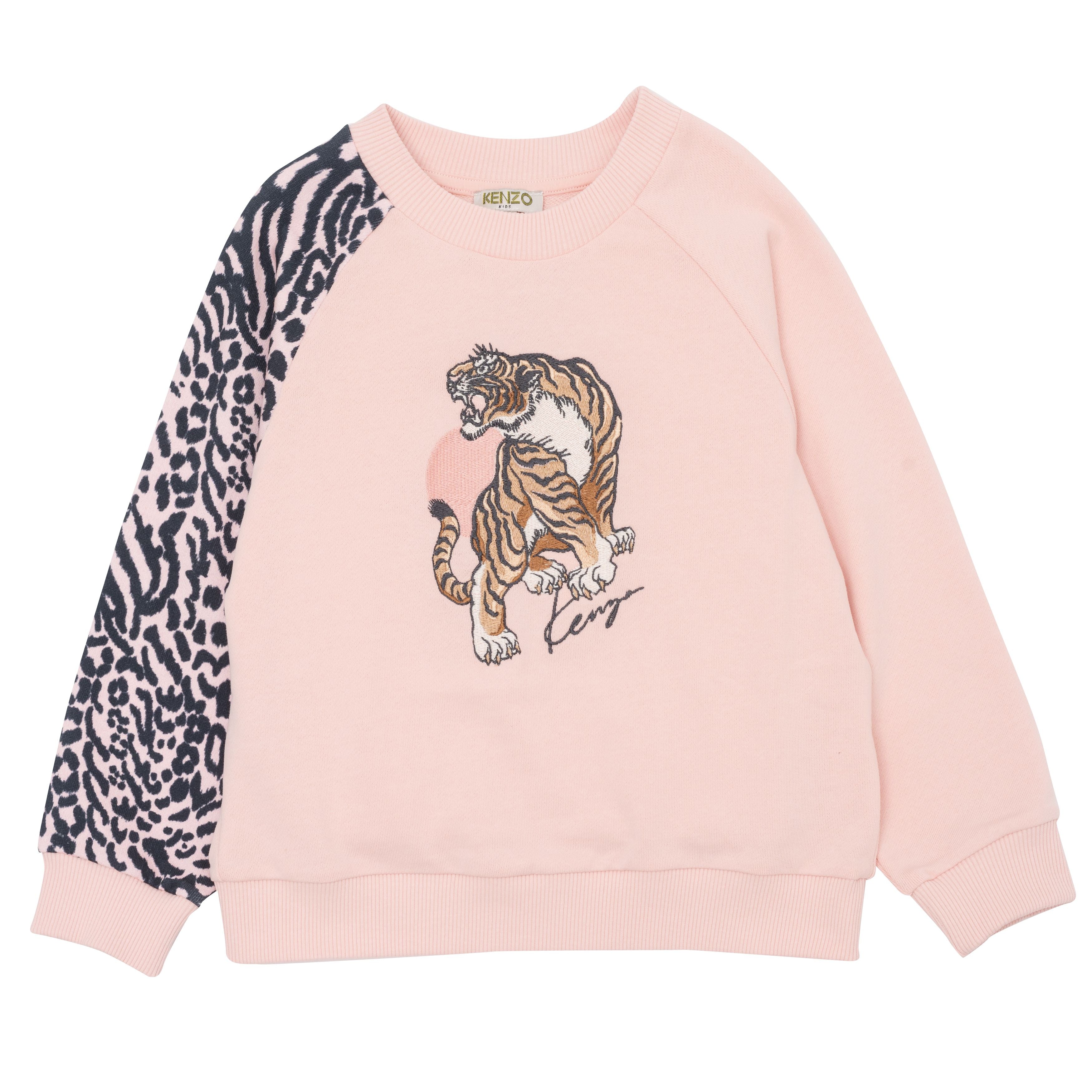 Boys & Girls Pink Tiger Cotton Sweatshirt