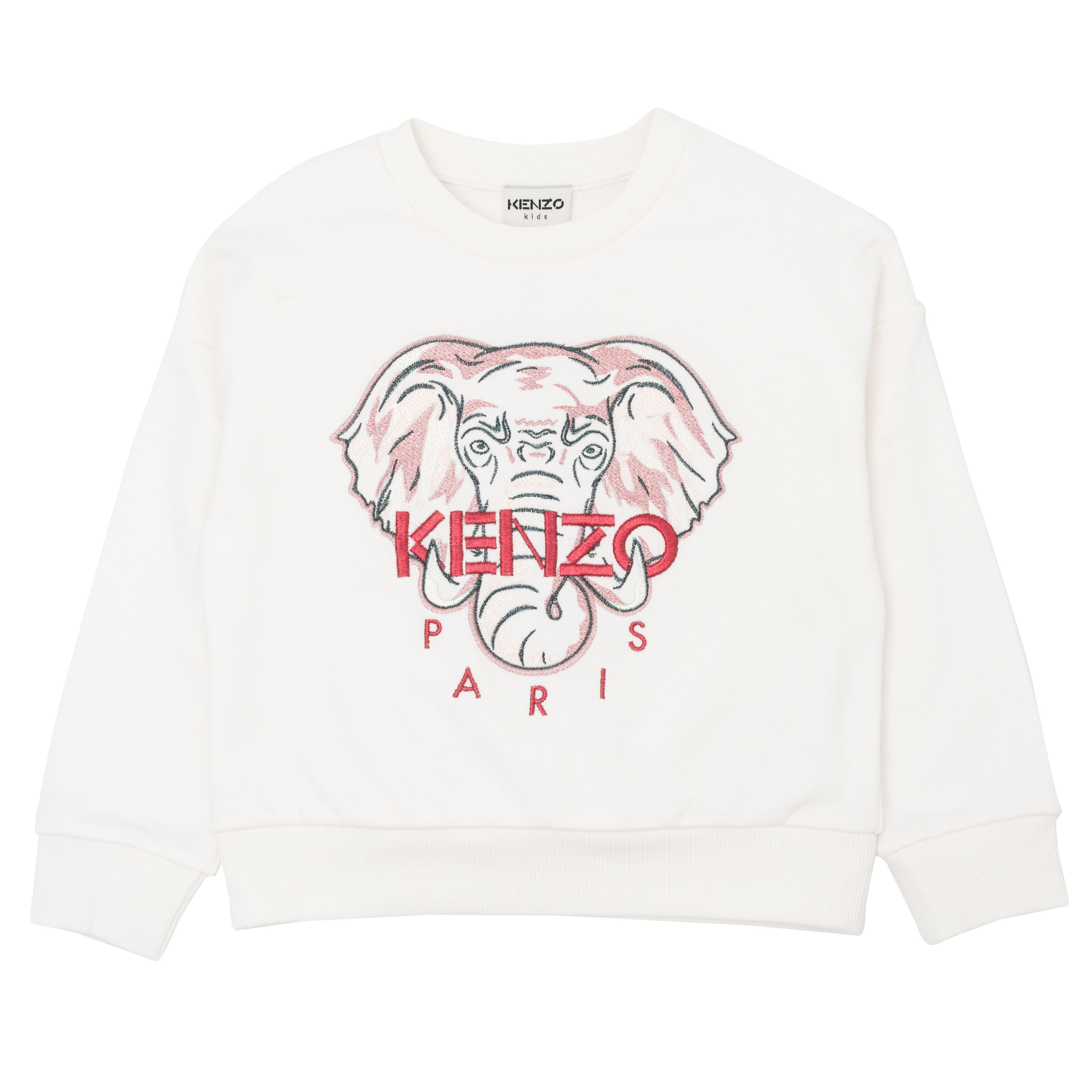 Boys & Girls White Logo Cotton Sweatshirt