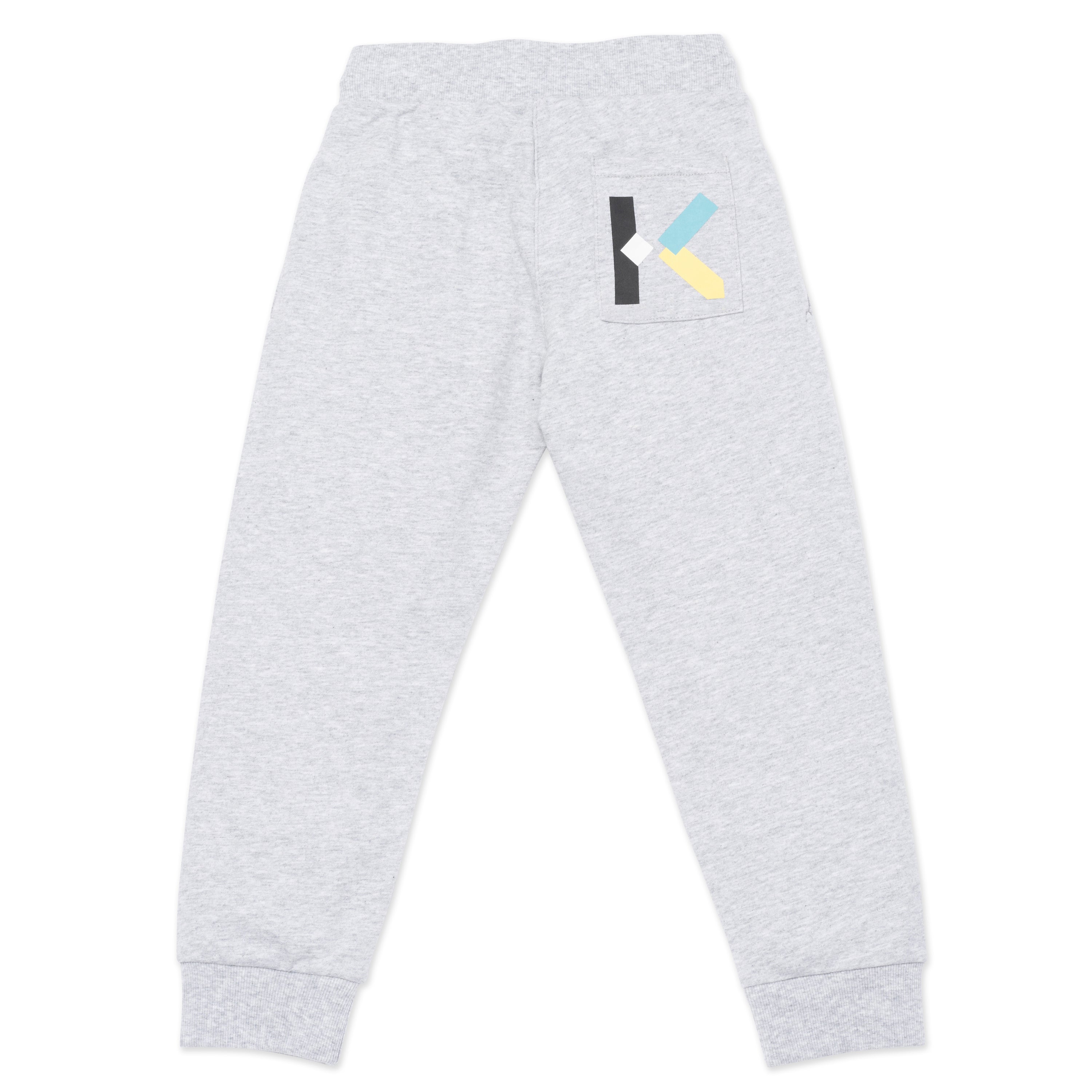 Boys Grey Logo Cotton Trousers