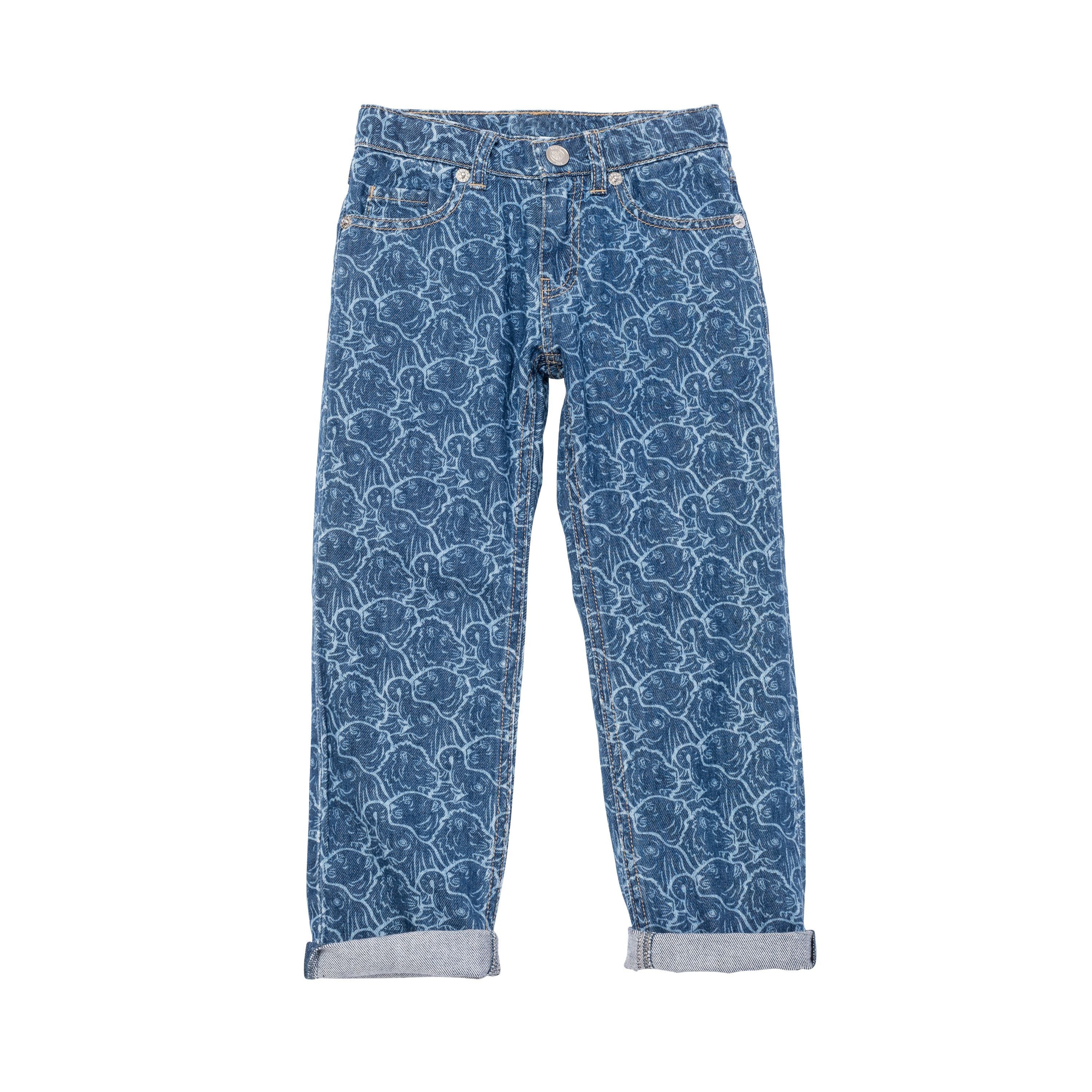 Boys Blue Printing Denim Trousers