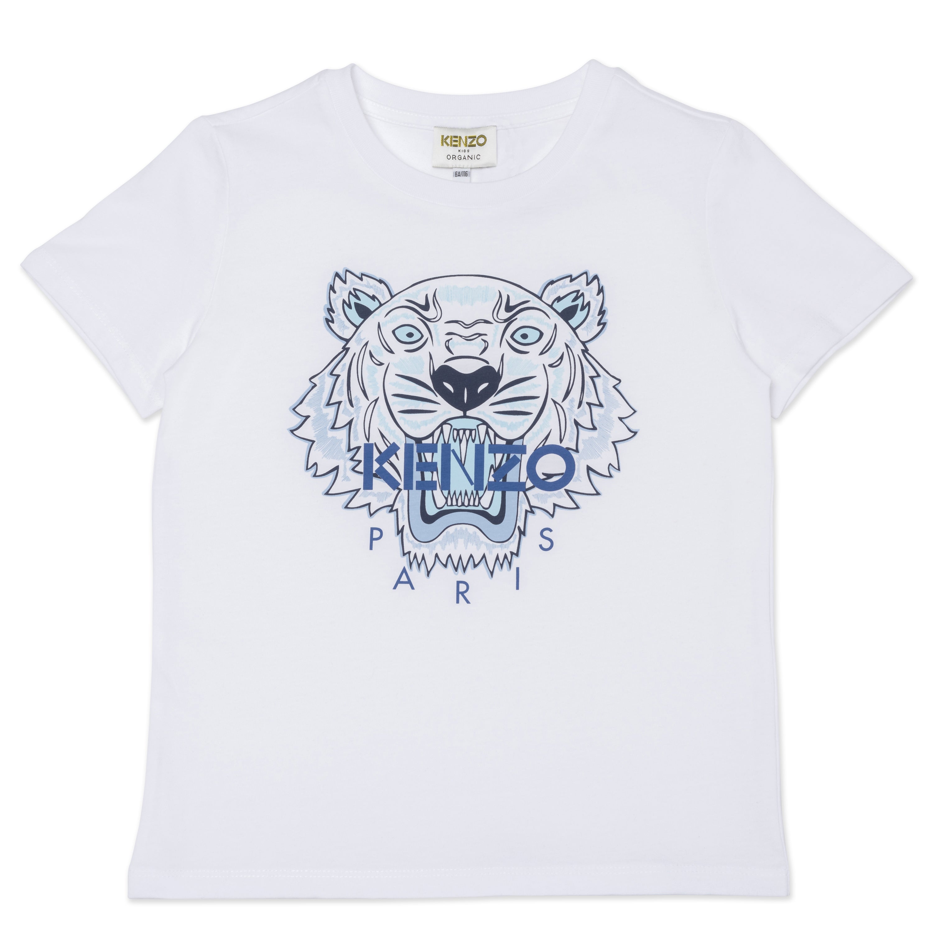 Boys White Tiger Cotton T-Shirt