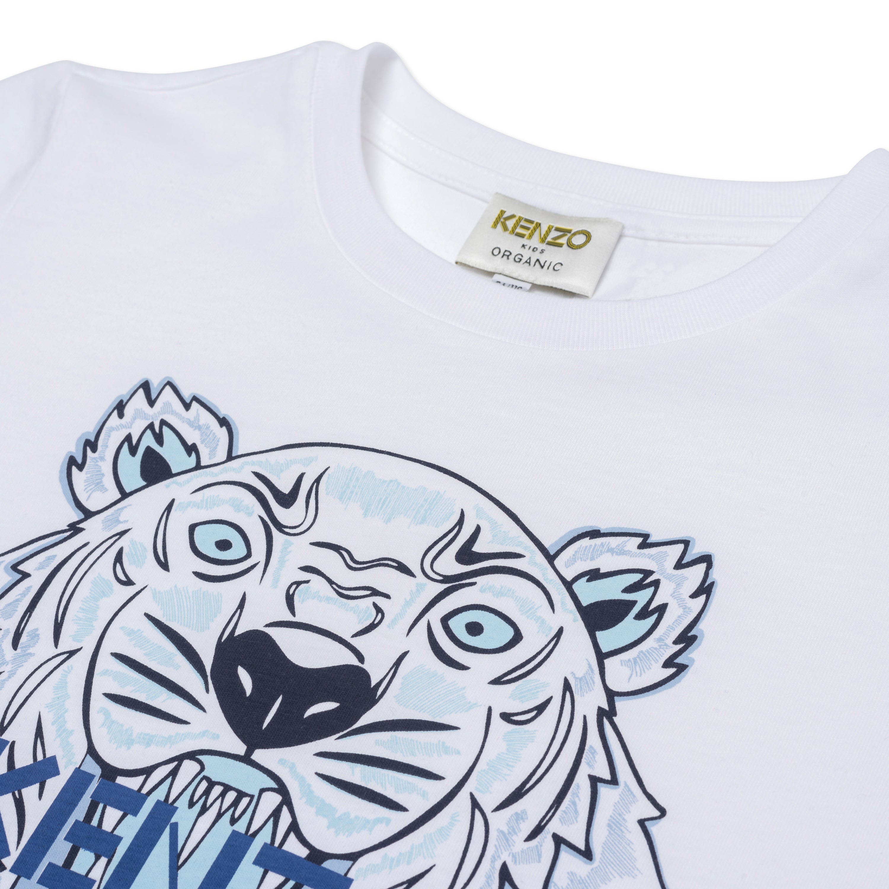 Boys White Tiger Cotton T-Shirt