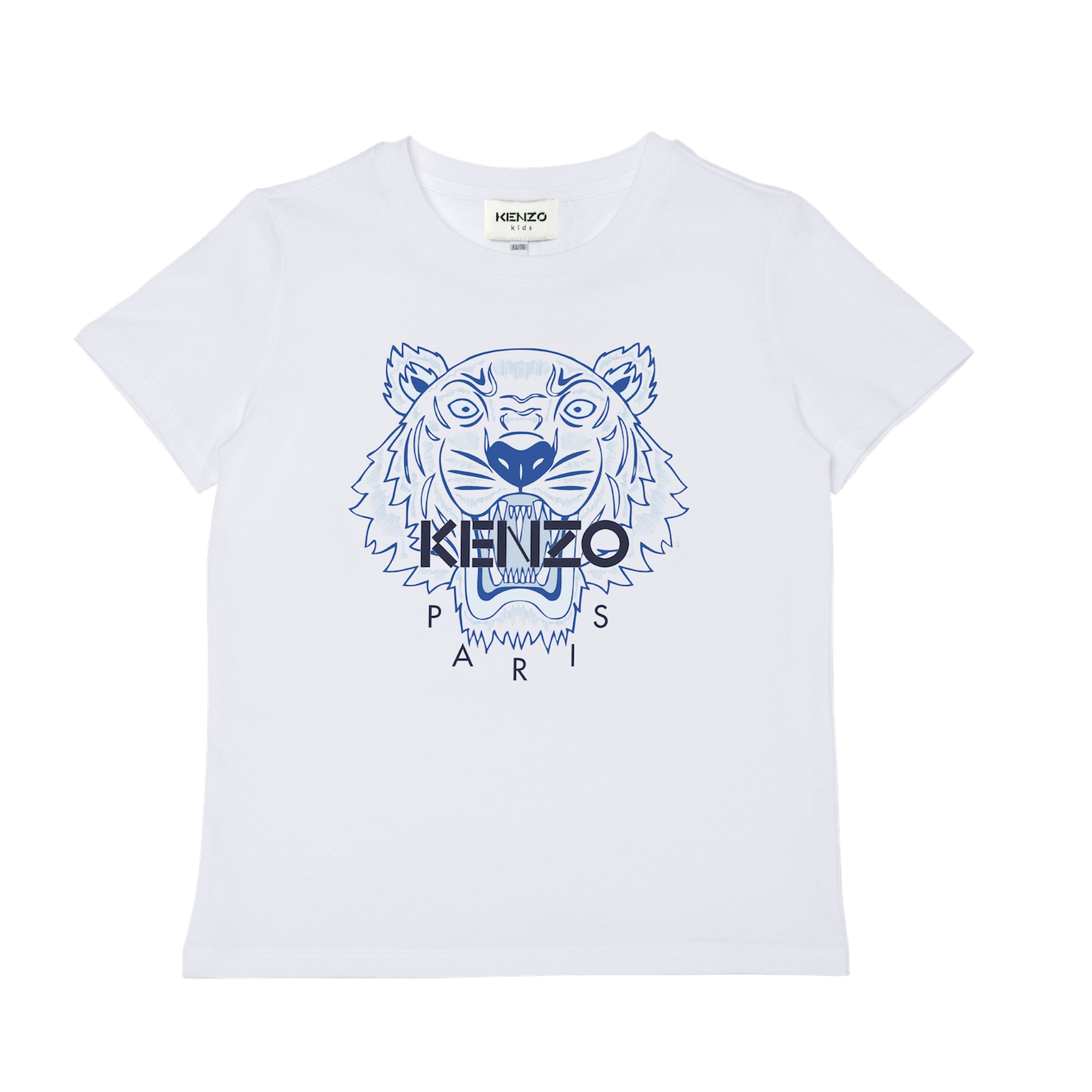 Boys White Tiger Cotton T-Shirt