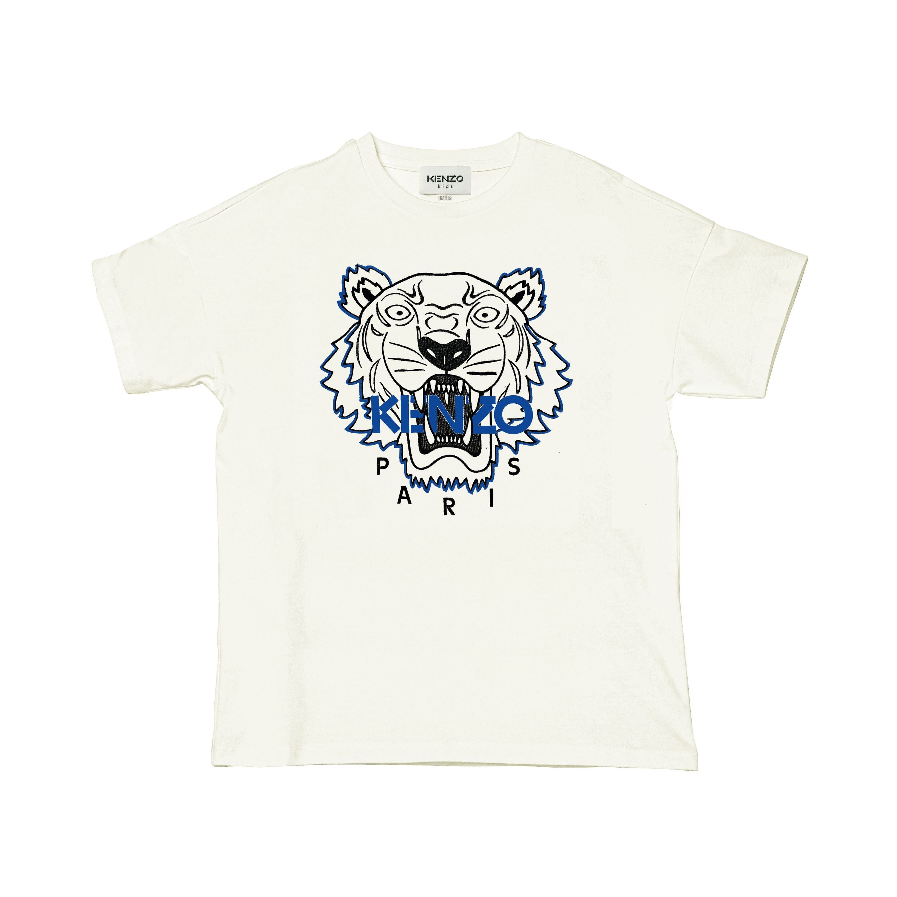 Boys White Tiger Cotton T-Shirt