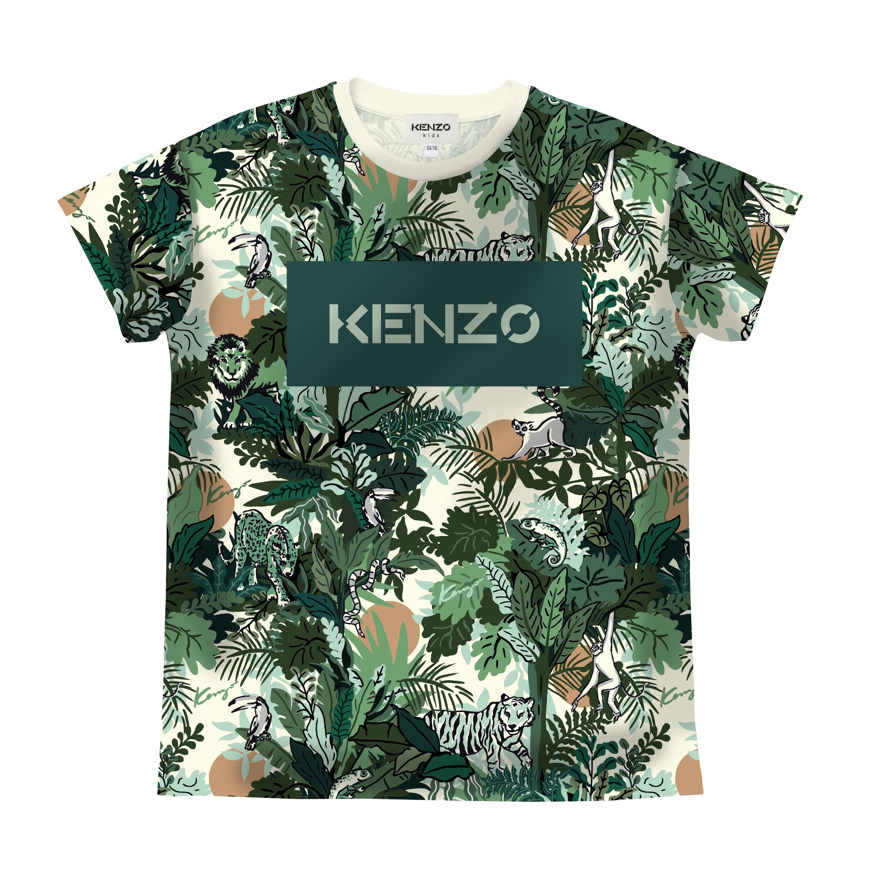 Boys Green Printing Cotton T-Shirt