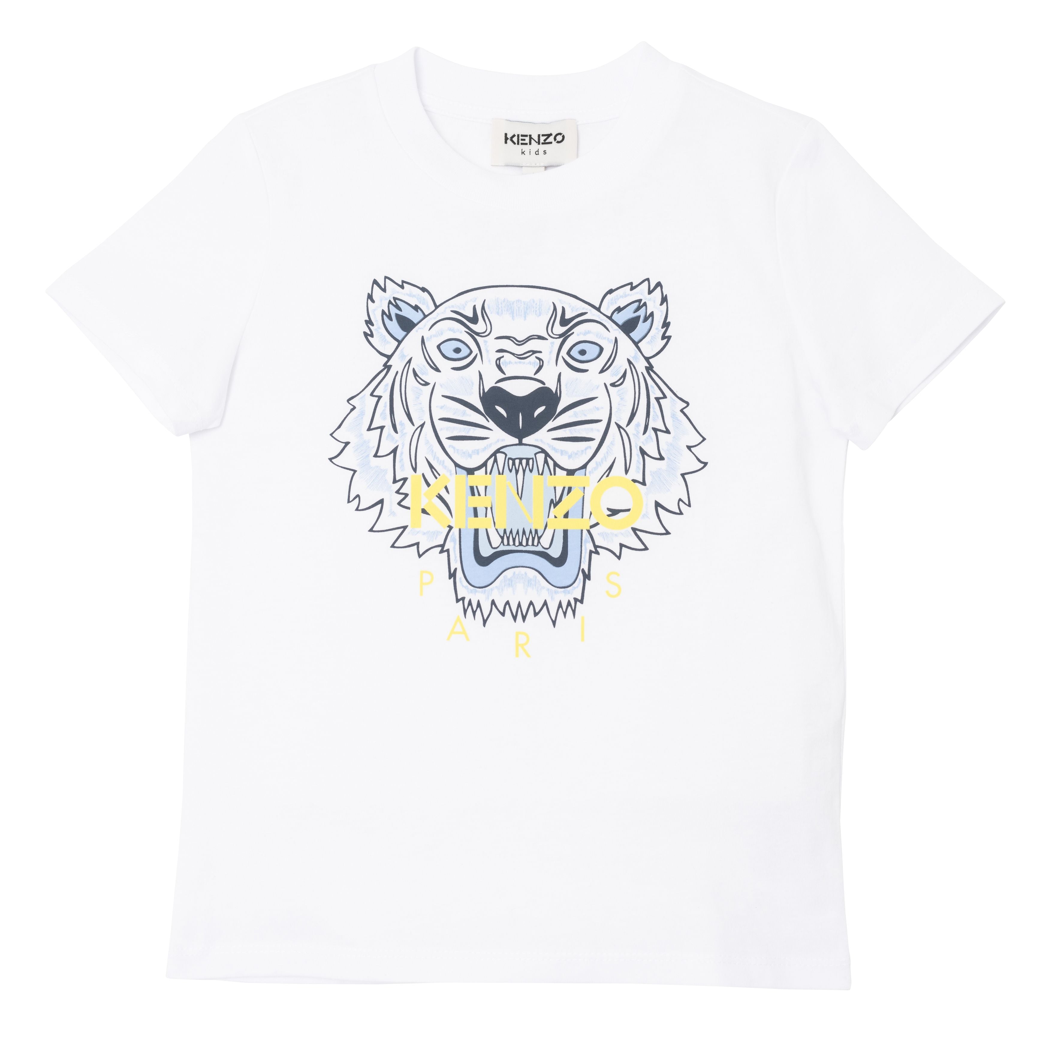 Boys & Girls White Tiger Cotton T-Shirts