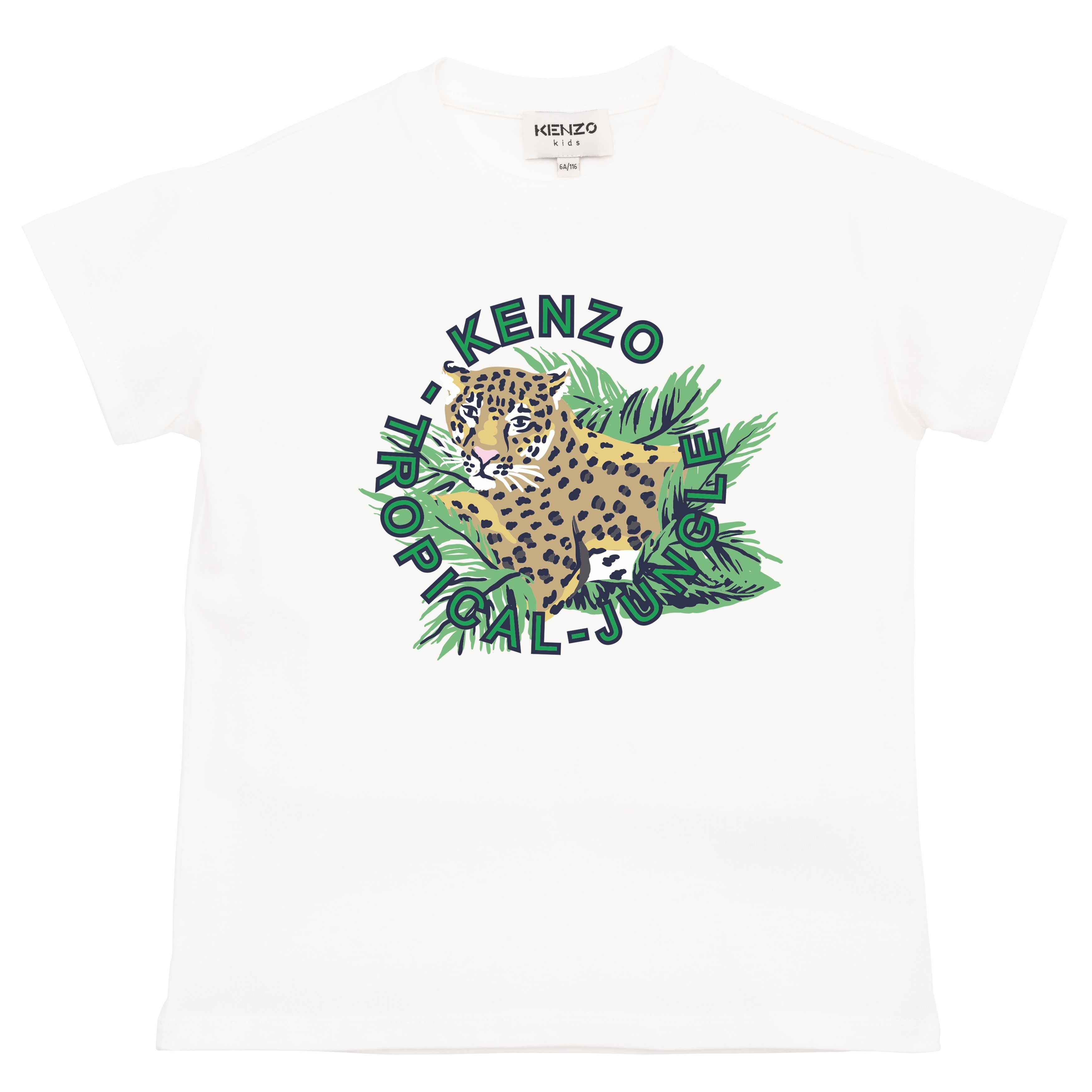 Boys & Girls White Tiger Cotton T-Shirts