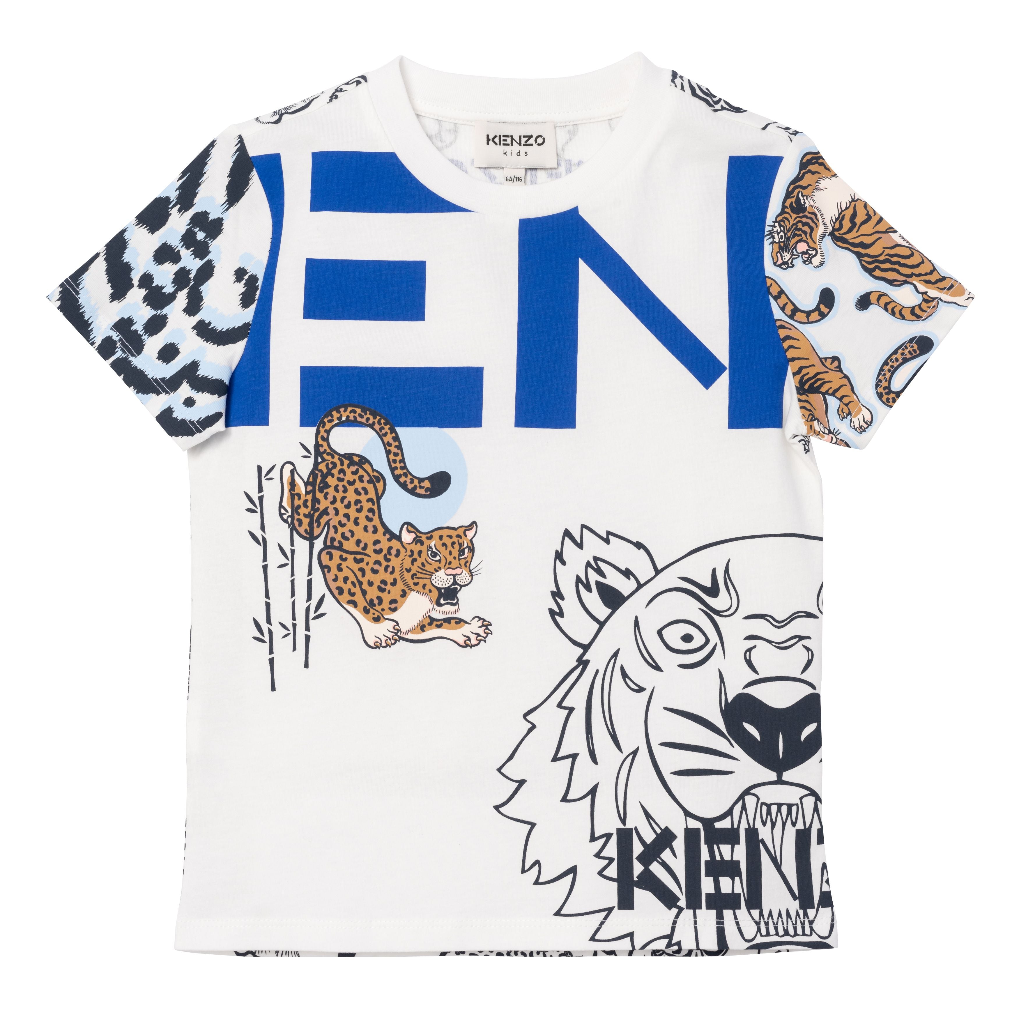 Boys & Girls White Tiger Cotton T-Shirts