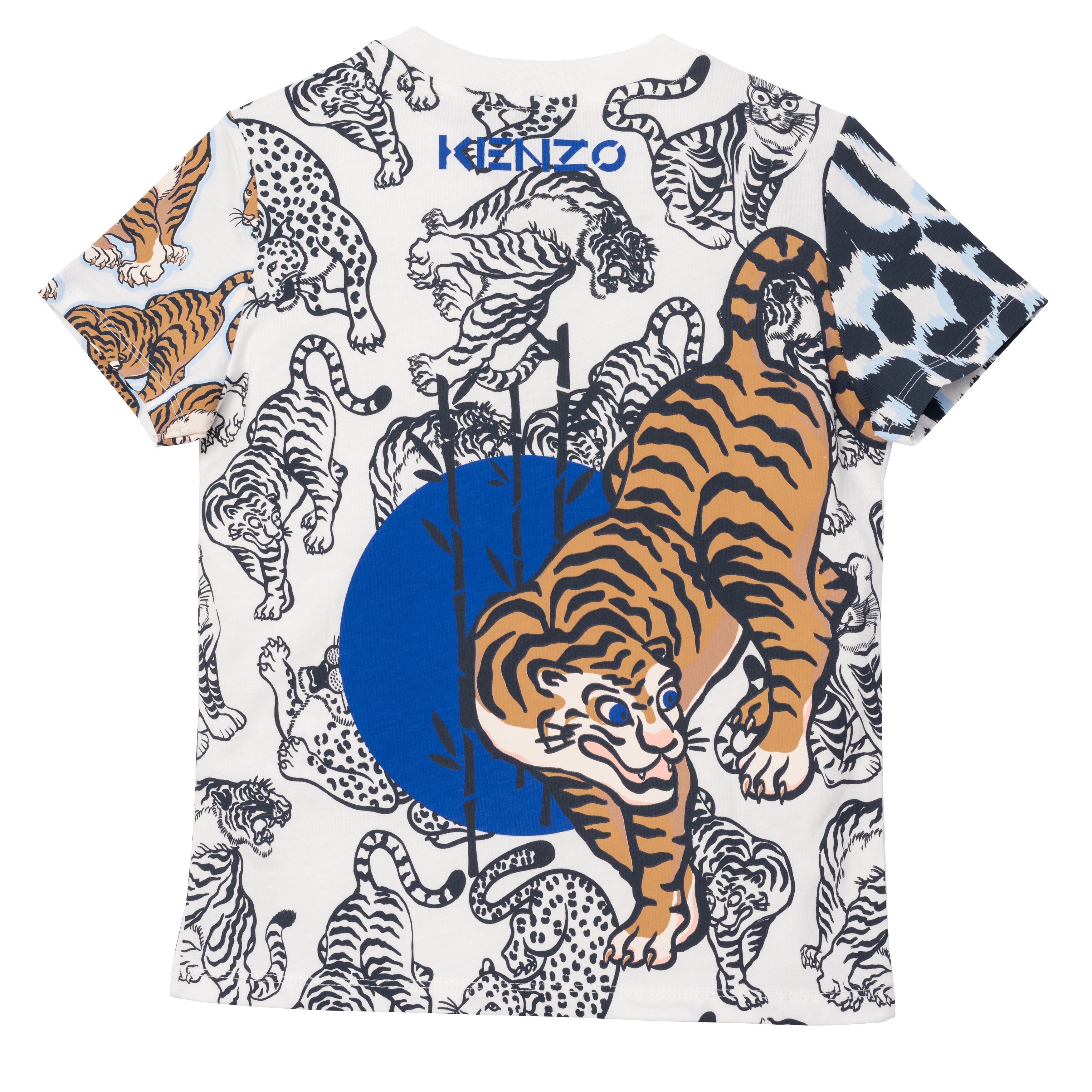 Boys & Girls White Tiger Cotton T-Shirts