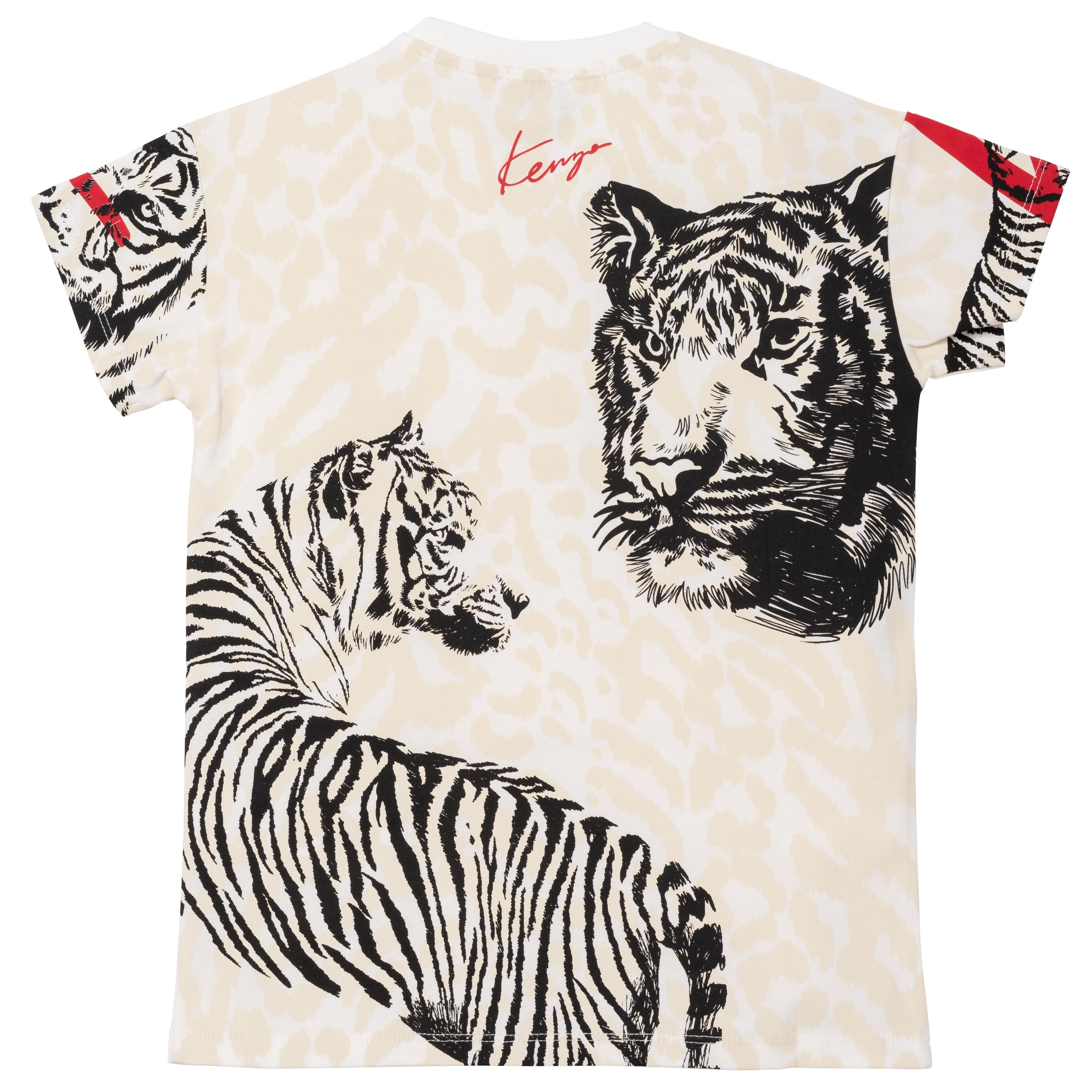 Boys & Girls White Tiger Cotton T-Shirts