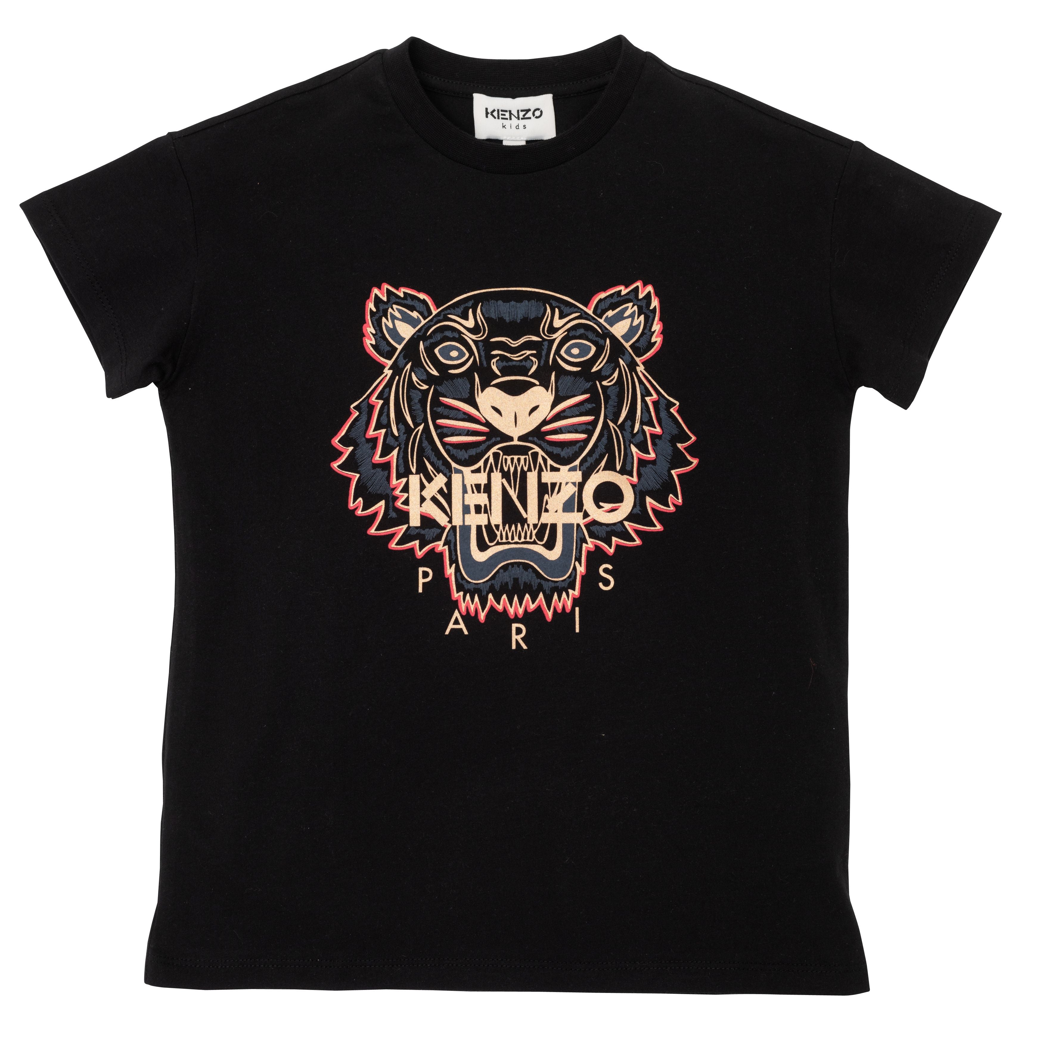 Boys & Girls Black Tiger Cotton T-Shirts