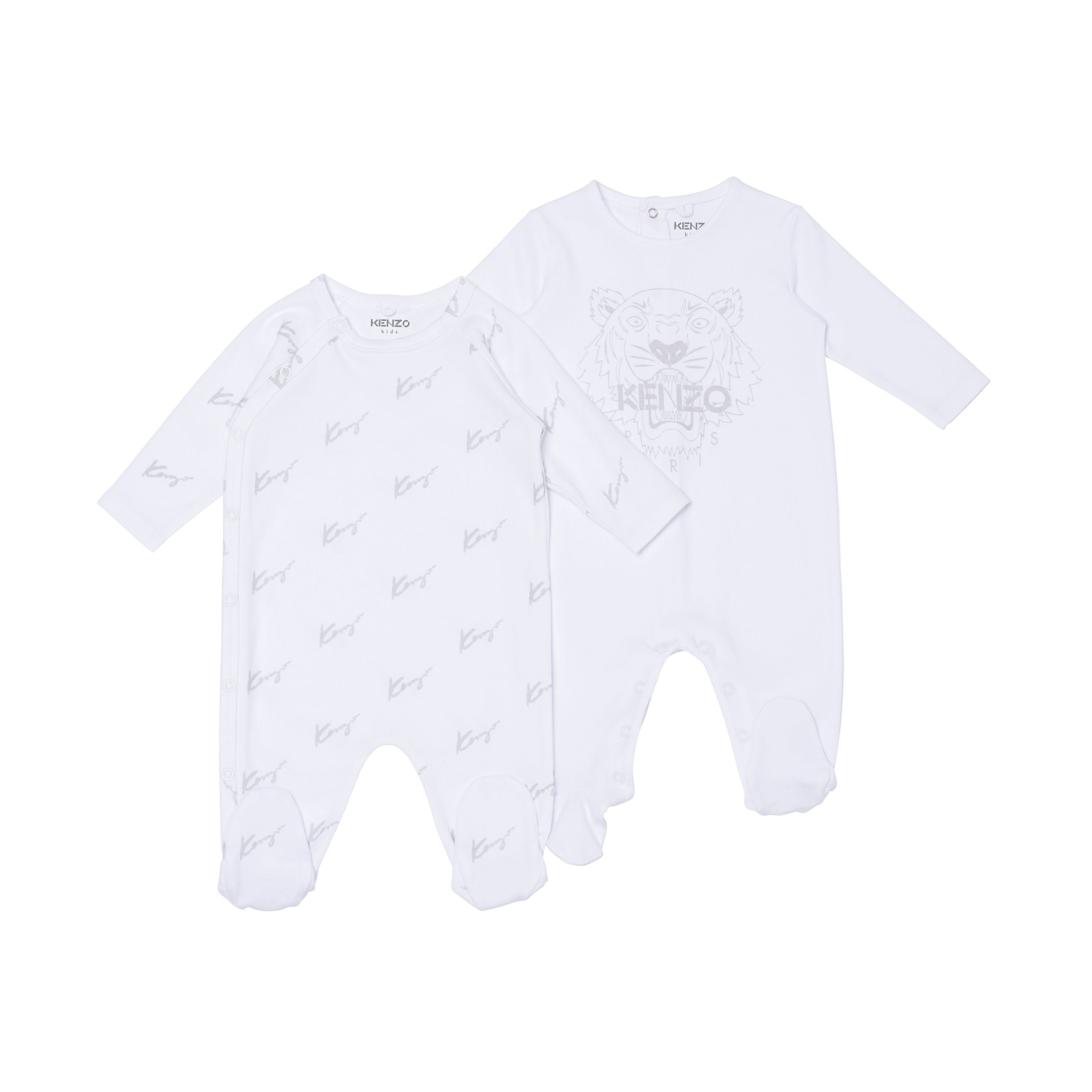 Baby Boys & Girls White Cotton Babysuit Set