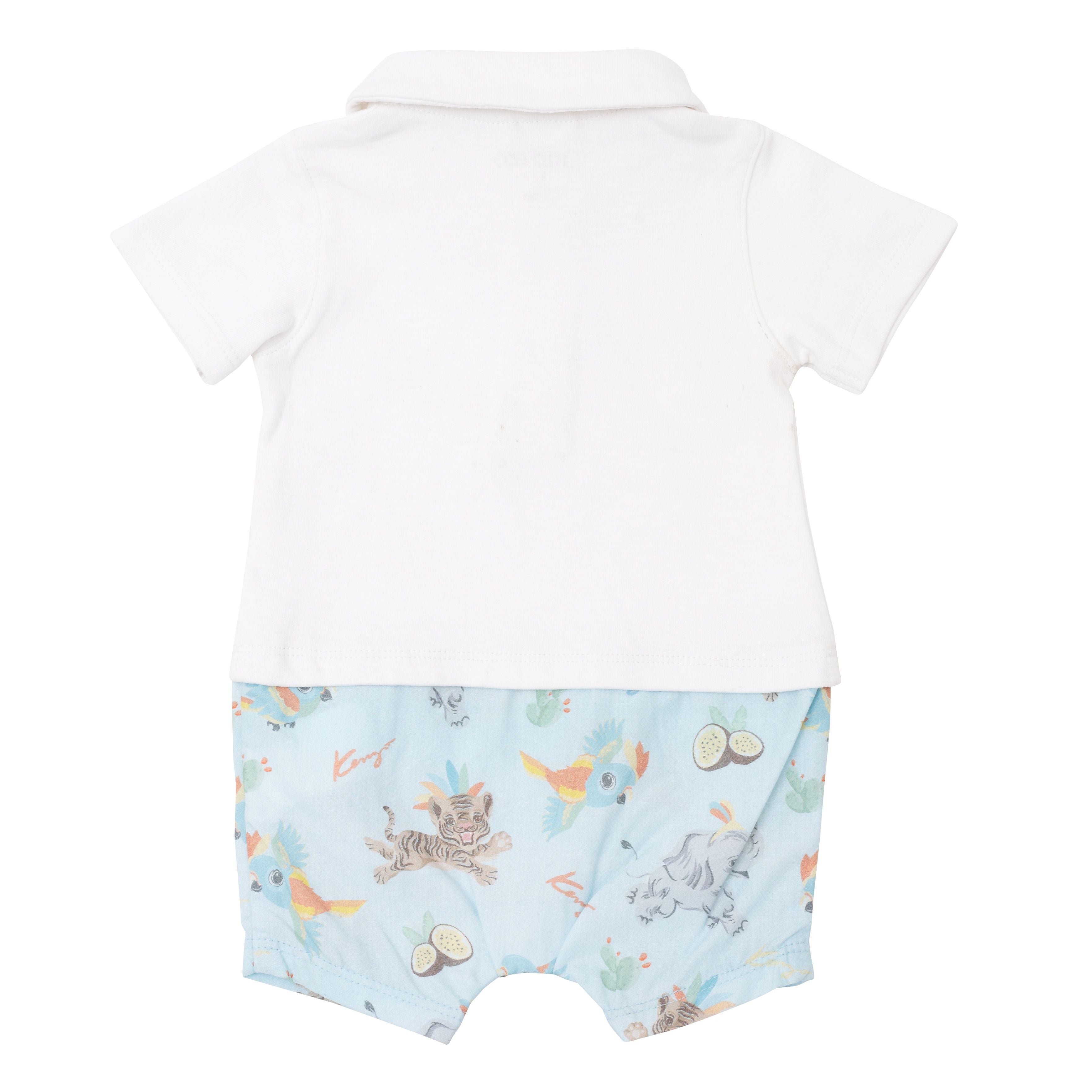 Baby Boys Blue Cotton Babysuit