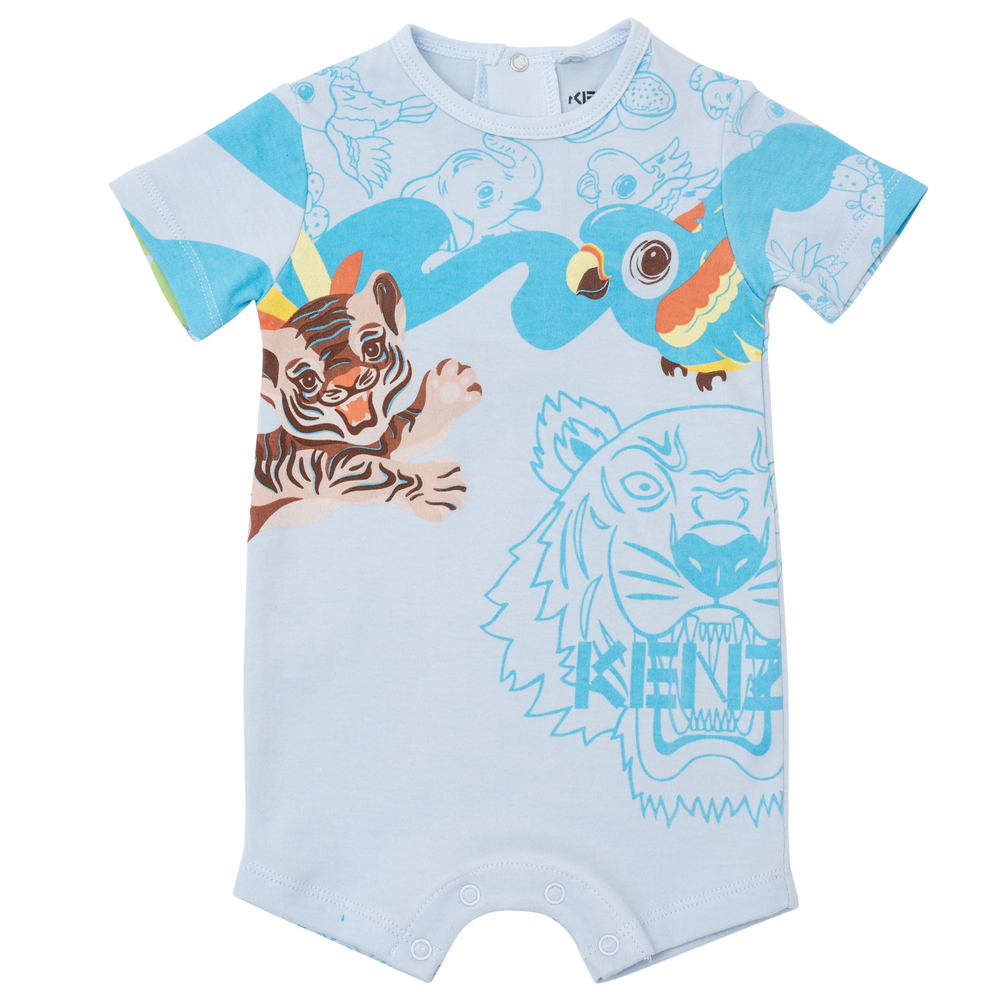 Baby Boys & Girls Blue Cotton Babysuit