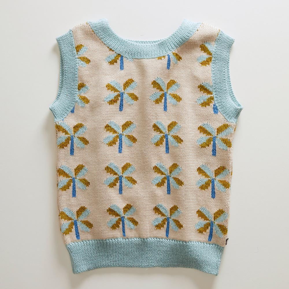 Boys & Girls Blue Knit Flower Vest