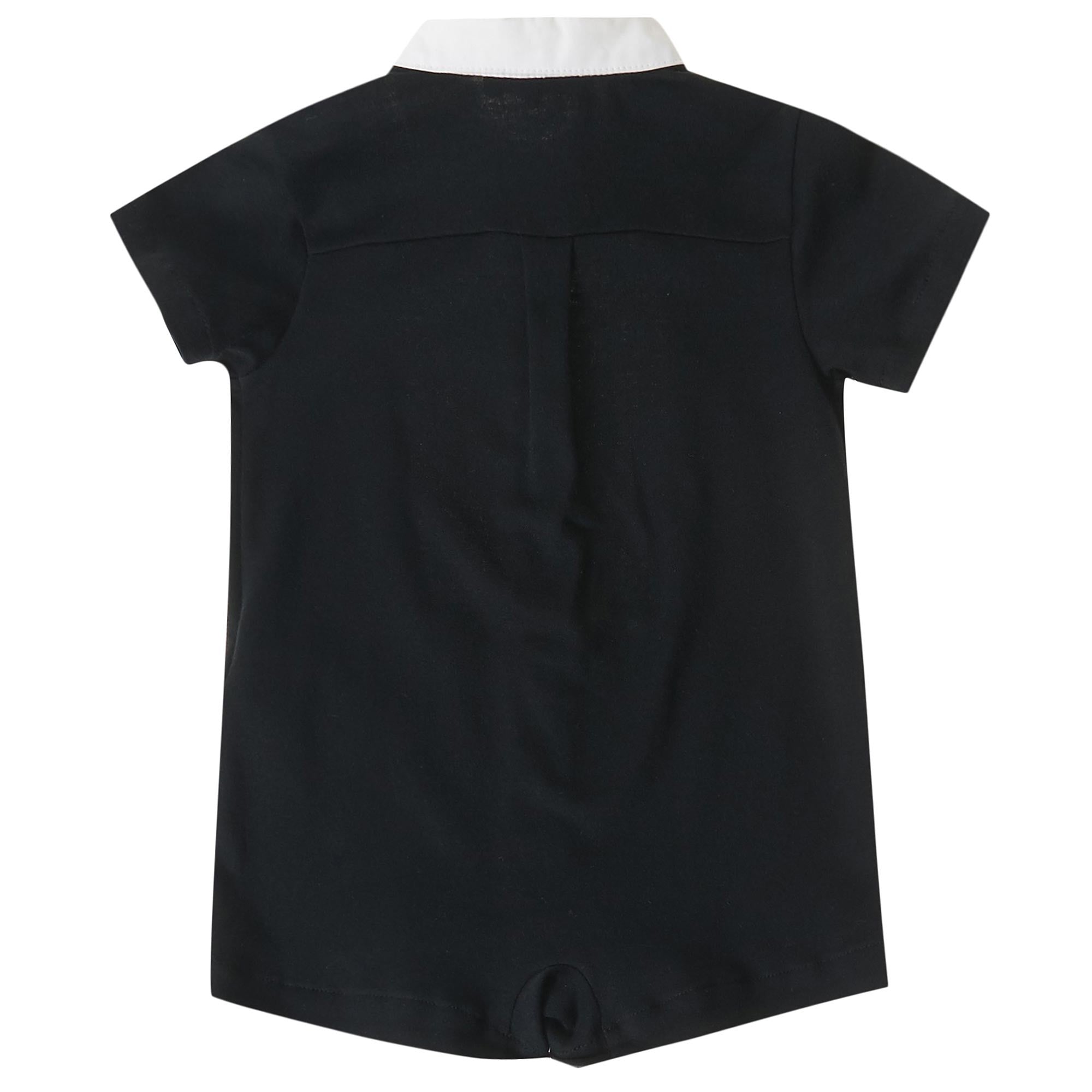 Baby Boys Black Bow Trims Cotton Short Babygrow