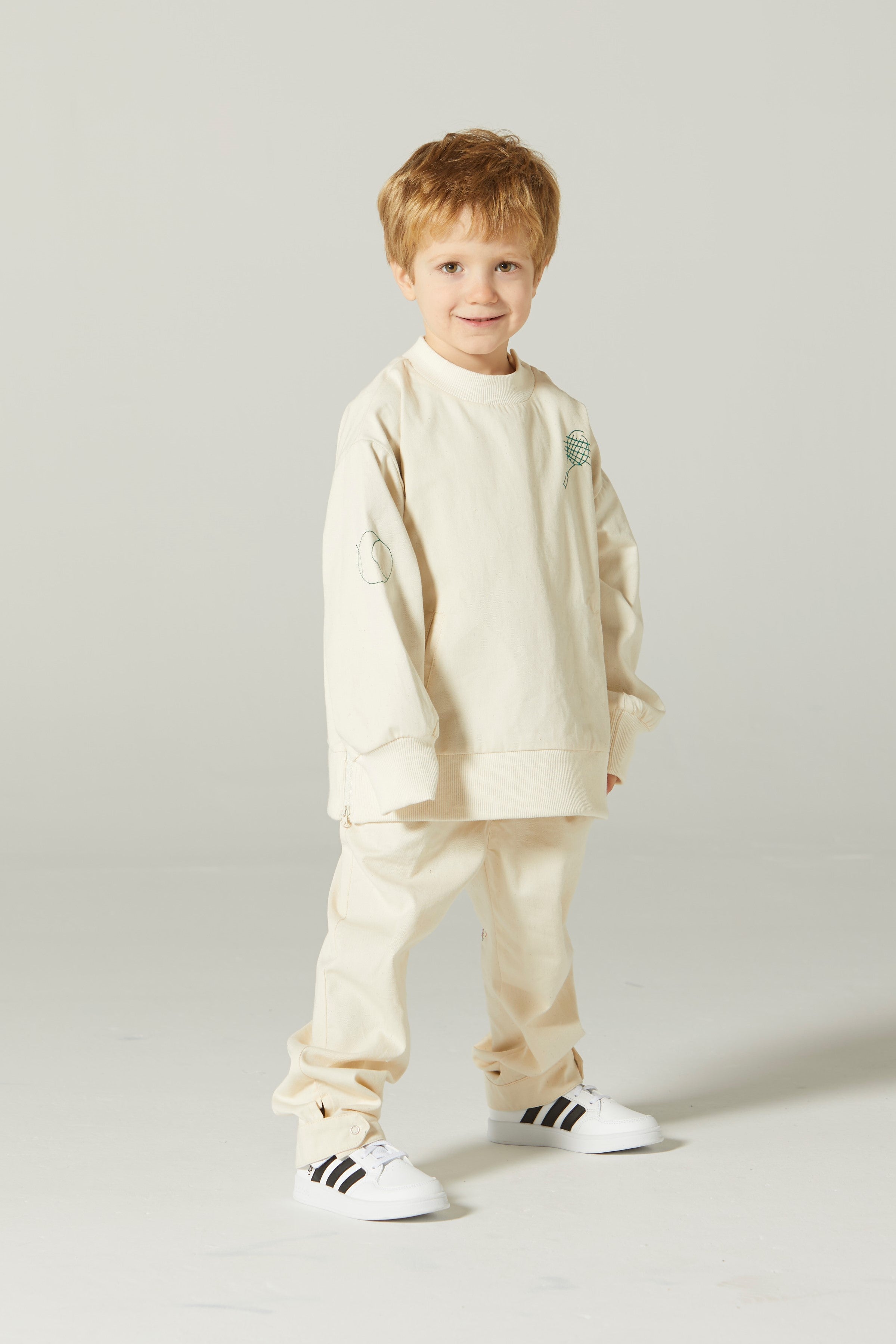 Boys & Girls White Tennis Cotton Sweatshirt