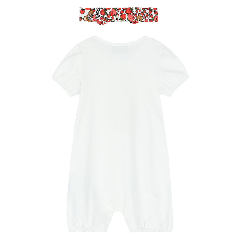 Baby Boys & Girls White Cotton Babysuit Set