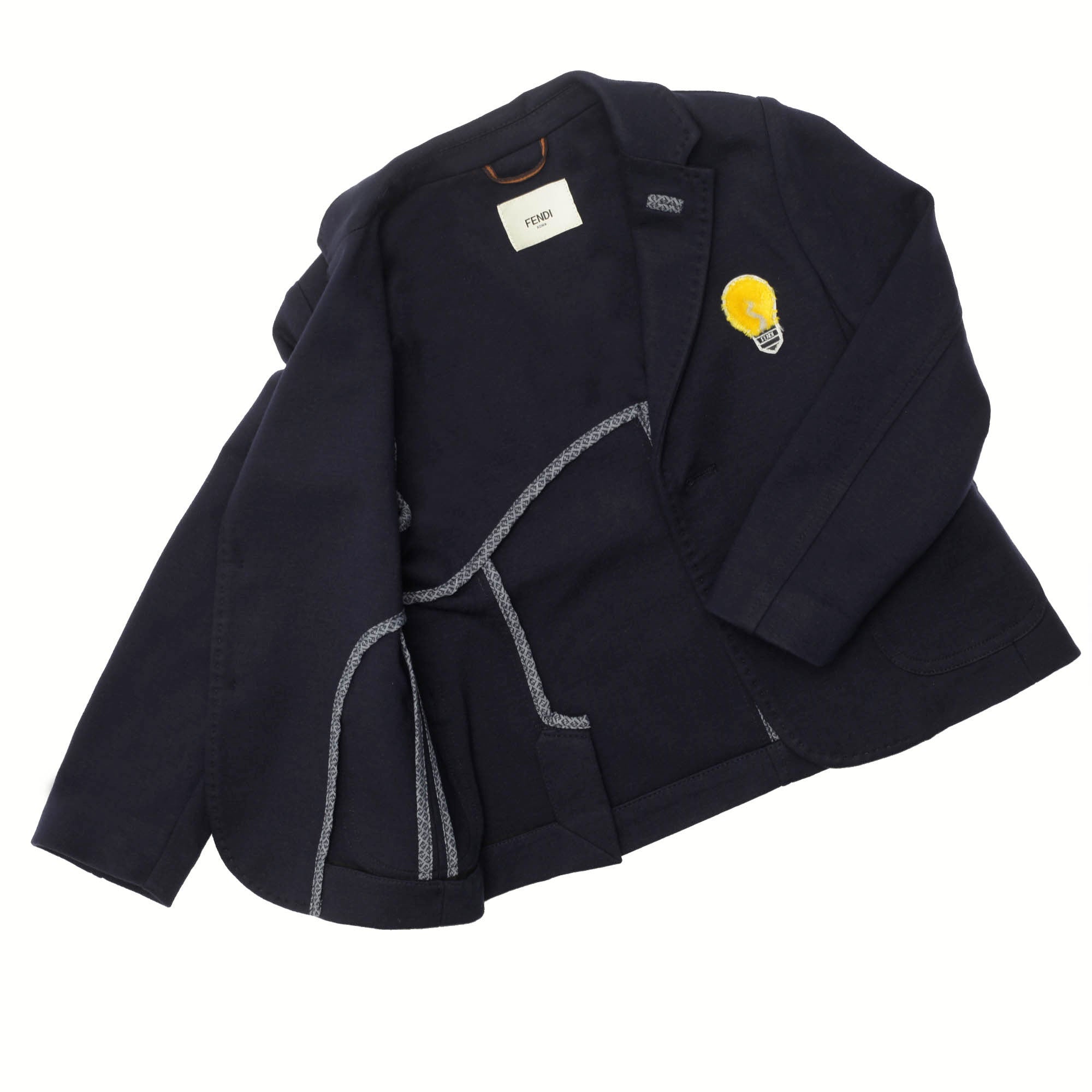 Boys Navy Blue Woven Embroidered Lightbulb Trims Blazer - CÉMAROSE | Children's Fashion Store - 2