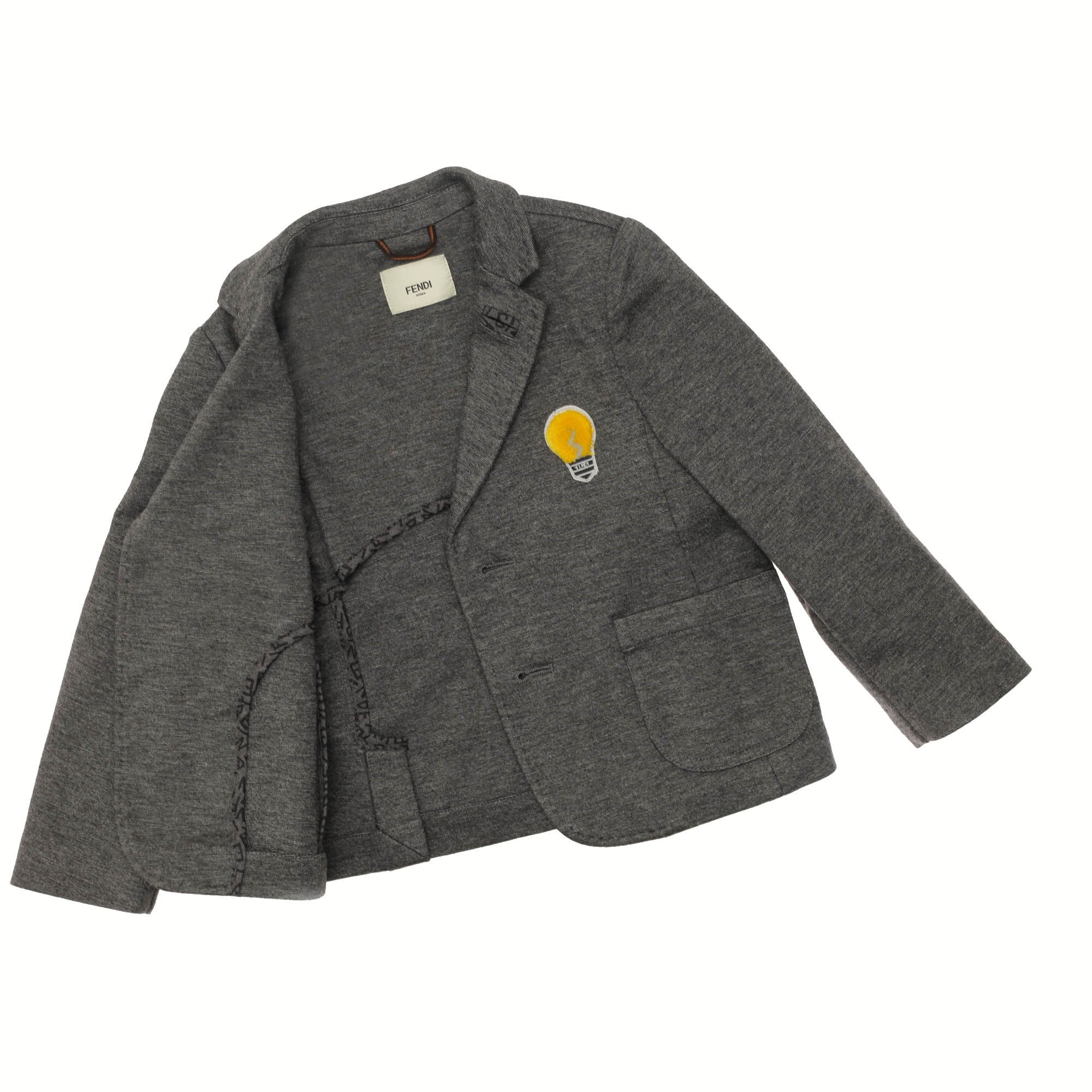 Boys Grey Woven Embroidered Lightbulb Trims Blazer - CÉMAROSE | Children's Fashion Store - 3