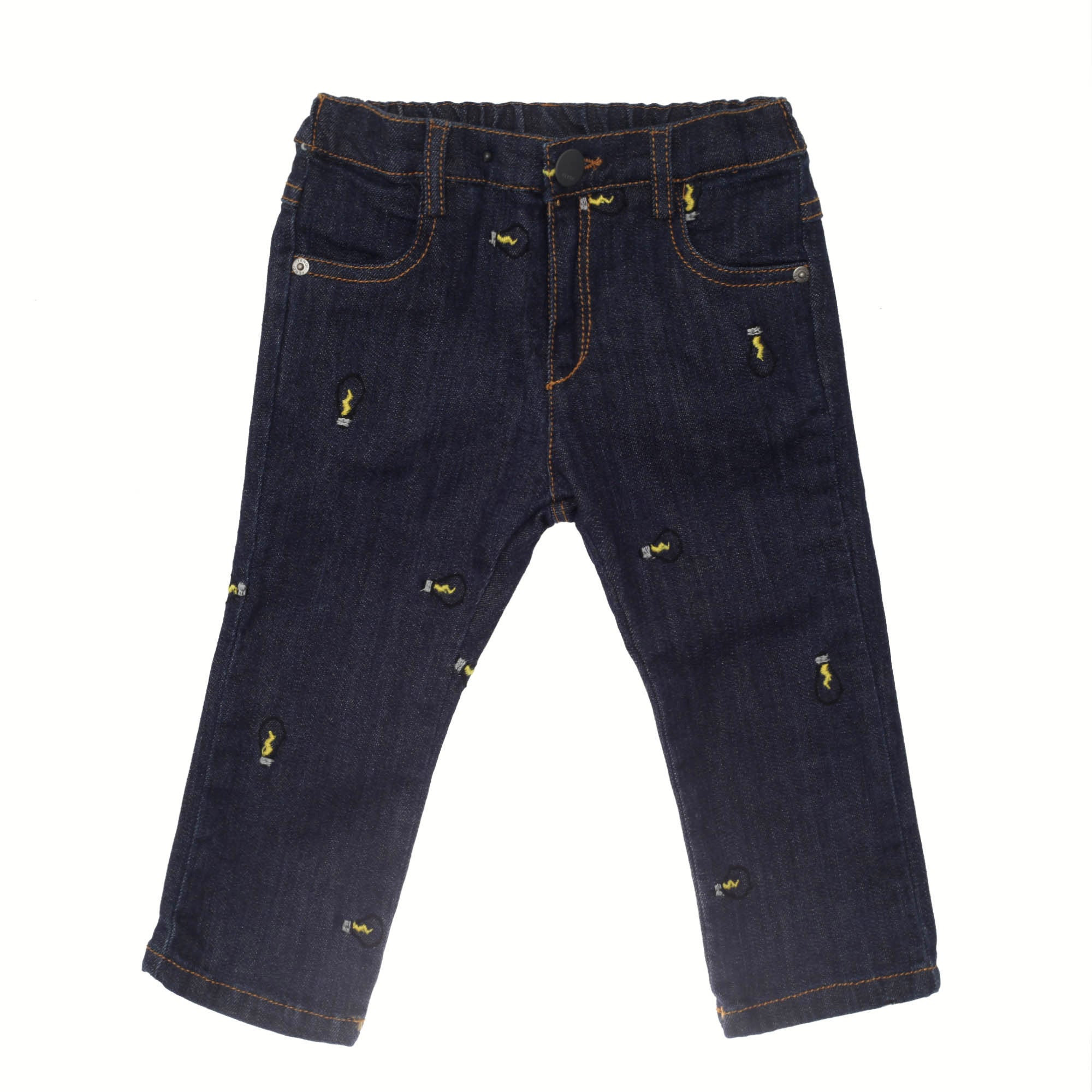 Baby Boys Blue Embroidered Denim Cotton Jeans - CÉMAROSE | Children's Fashion Store - 1