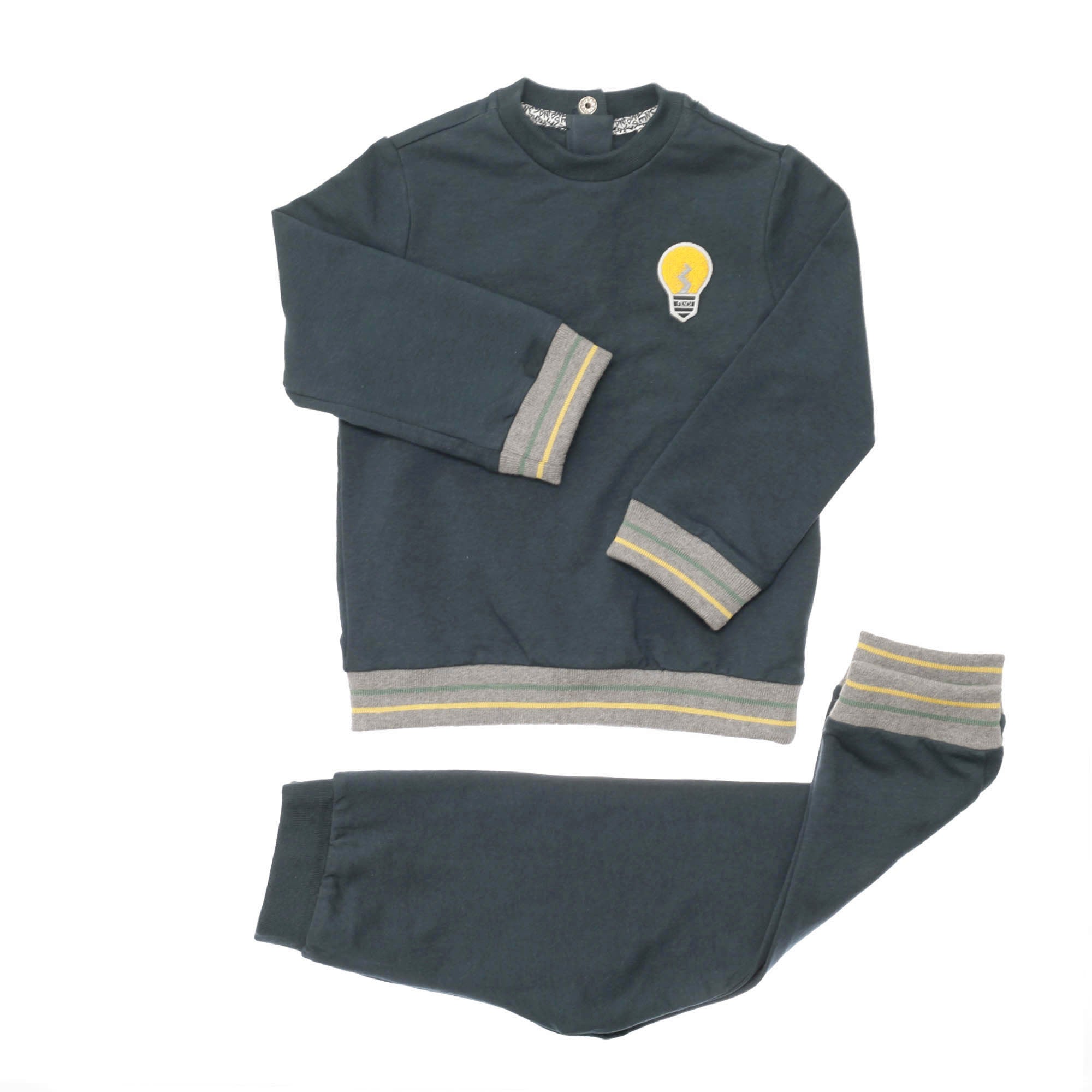 Baby Boys Green Lightbulb Printed Tracksuit - CÉMAROSE | Children's Fashion Store - 1