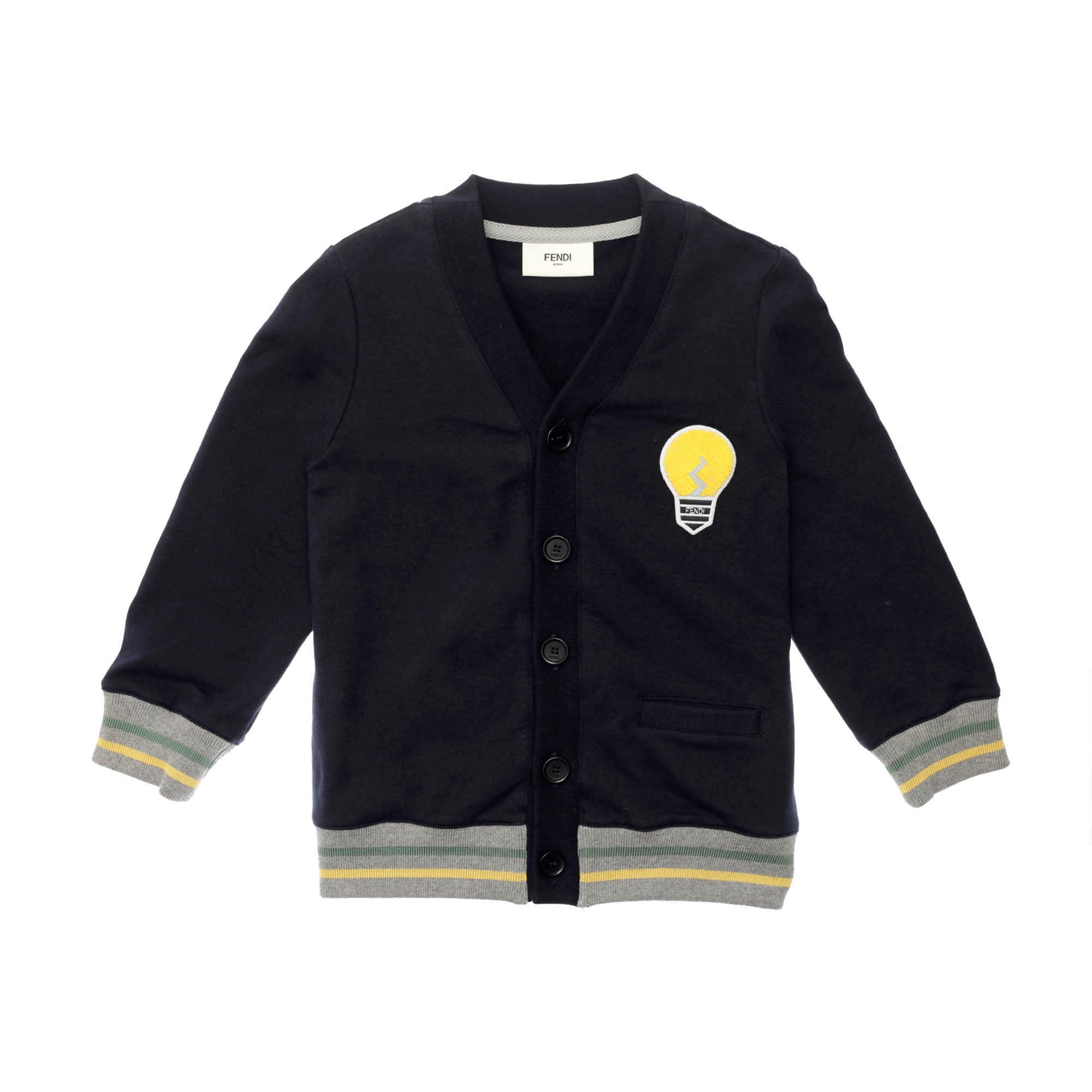 Boys Navy Blue Embroidered Lightbulb Rib Cuffs Cardigan - CÉMAROSE | Children's Fashion Store - 1