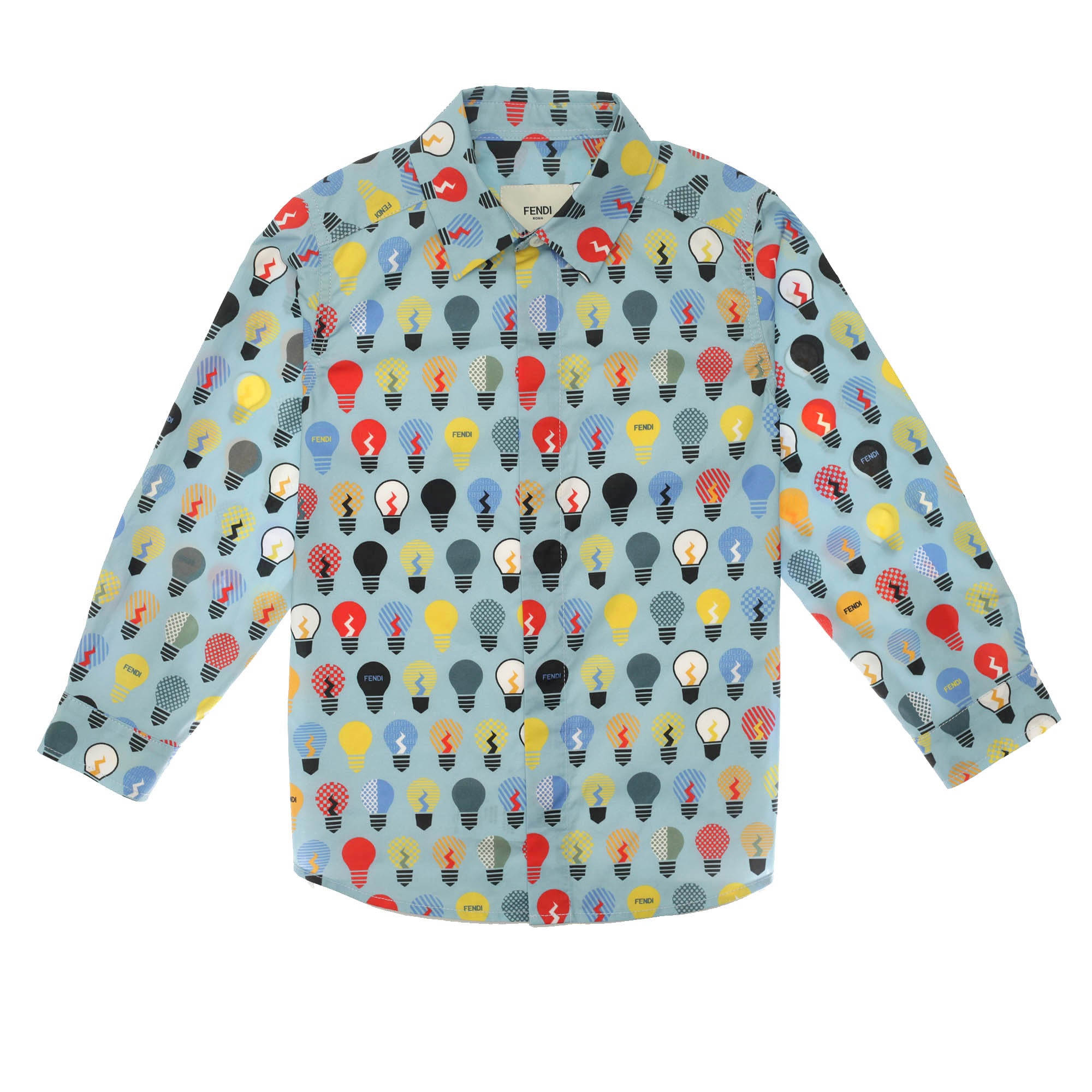 Boys Blue Lightbulb Printed Cotton Shirt - CÉMAROSE | Children's Fashion Store - 1