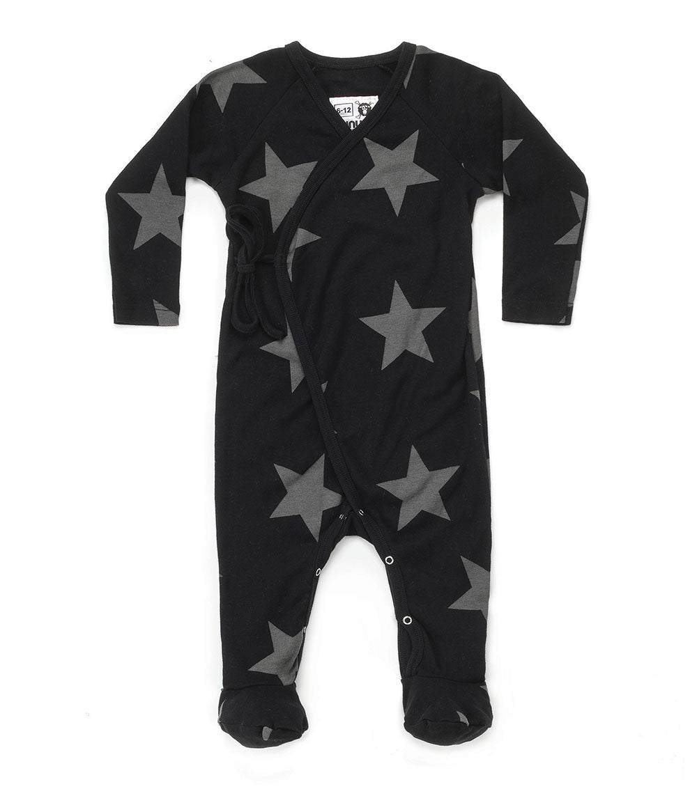 Baby Boys & Girls Black Star Cotton Babysuit