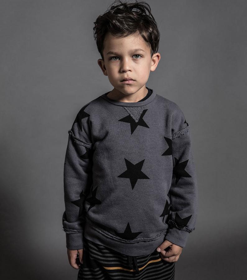 Boys & Girls Dark Grey Star Cotton Sweatshirt