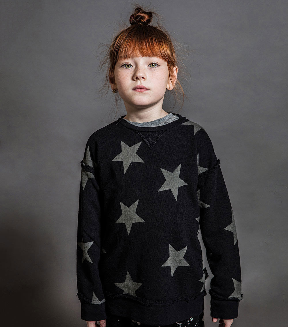 Boys & Girls Black Star Cotton Sweatshirt